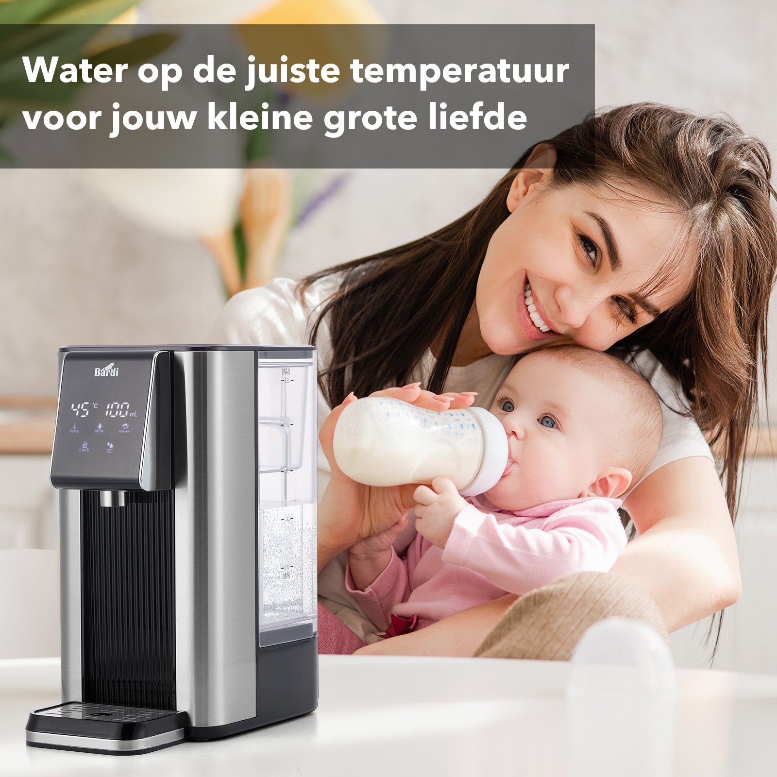 Bardi Heetwaterdispenser 2,6L set - incl. 3 thermoscups + onderzetter - instant-heating - 6 temperatuurstanden