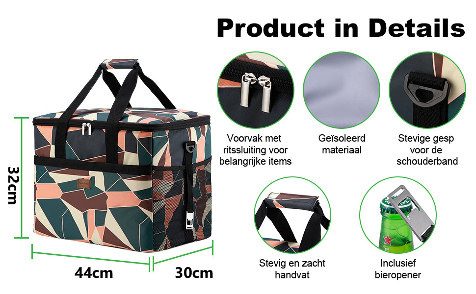 Packaway Koeltas 40L abstract colours - incl. 6 koelelementen, draagband