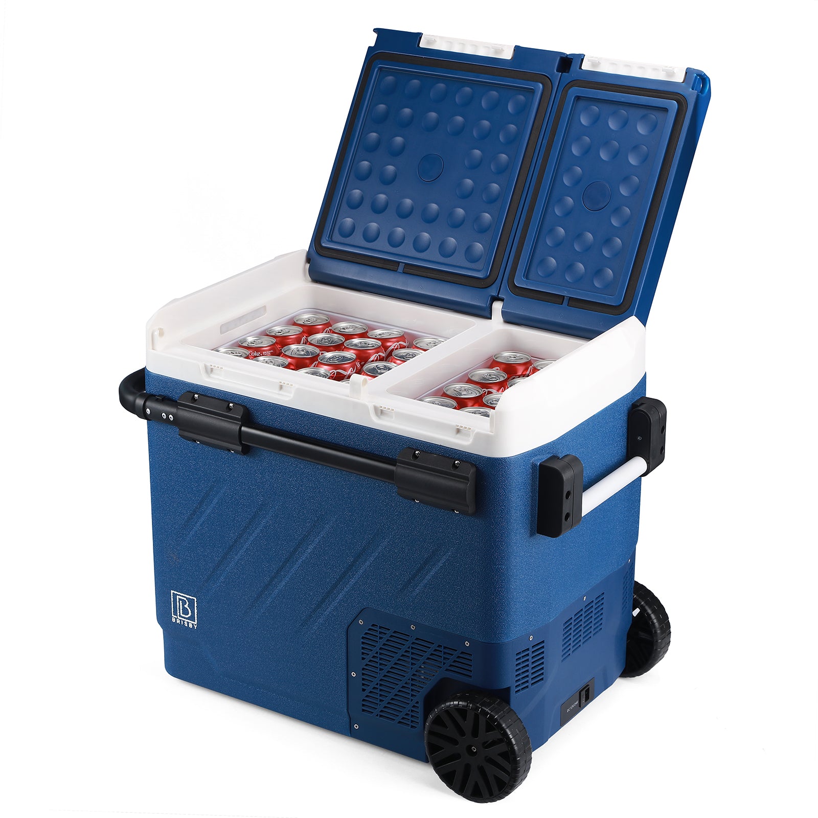 Compressor koelbox 58,1L - Koelen en vriezen - 12V en 230V - verrijdbaar - incl. 2x 1,2L thermosbekers
