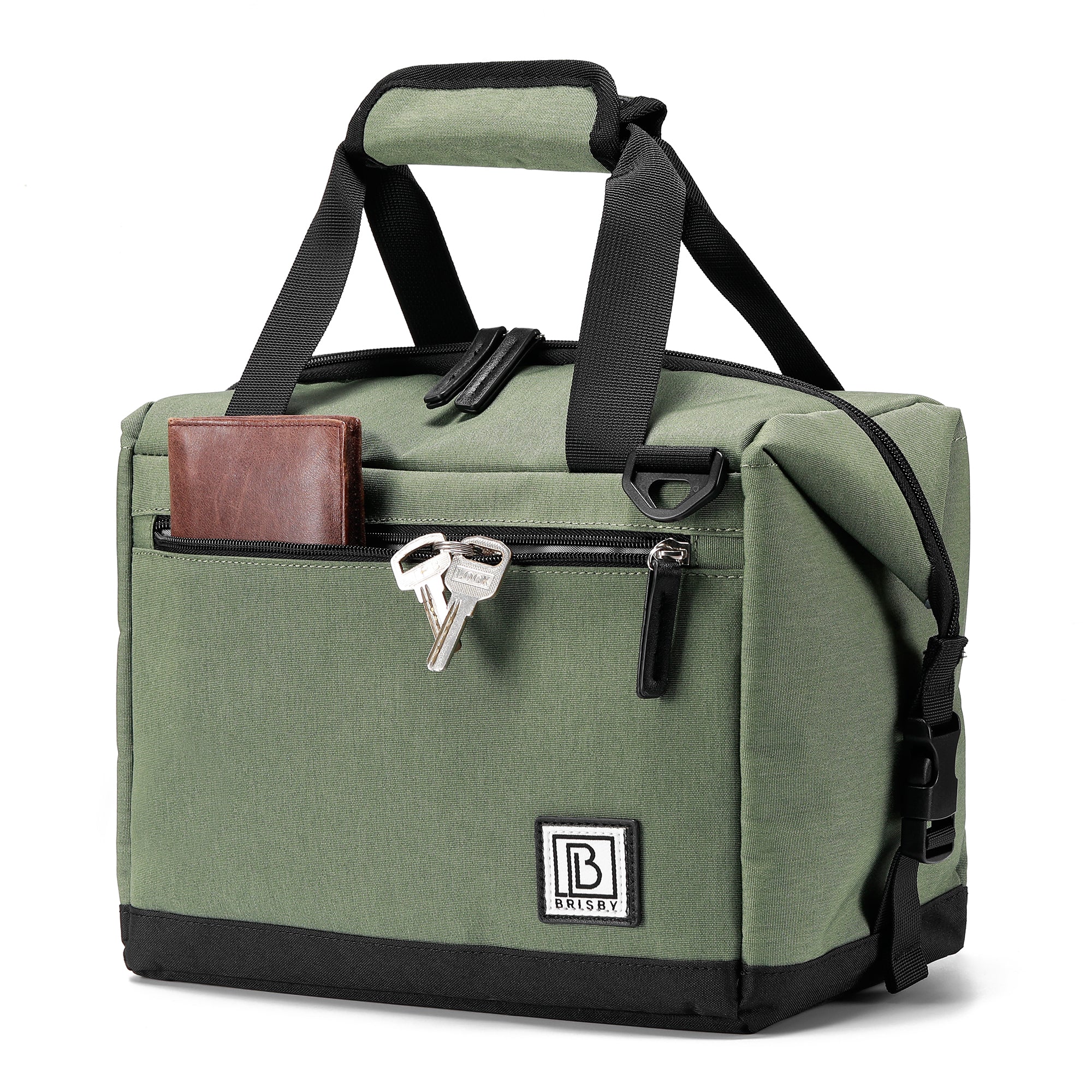 Cooler bag 12L green - Lunch bag - 4-layer insulated - extra space foldable - 2 free cooling elements - incl. shoulder strap