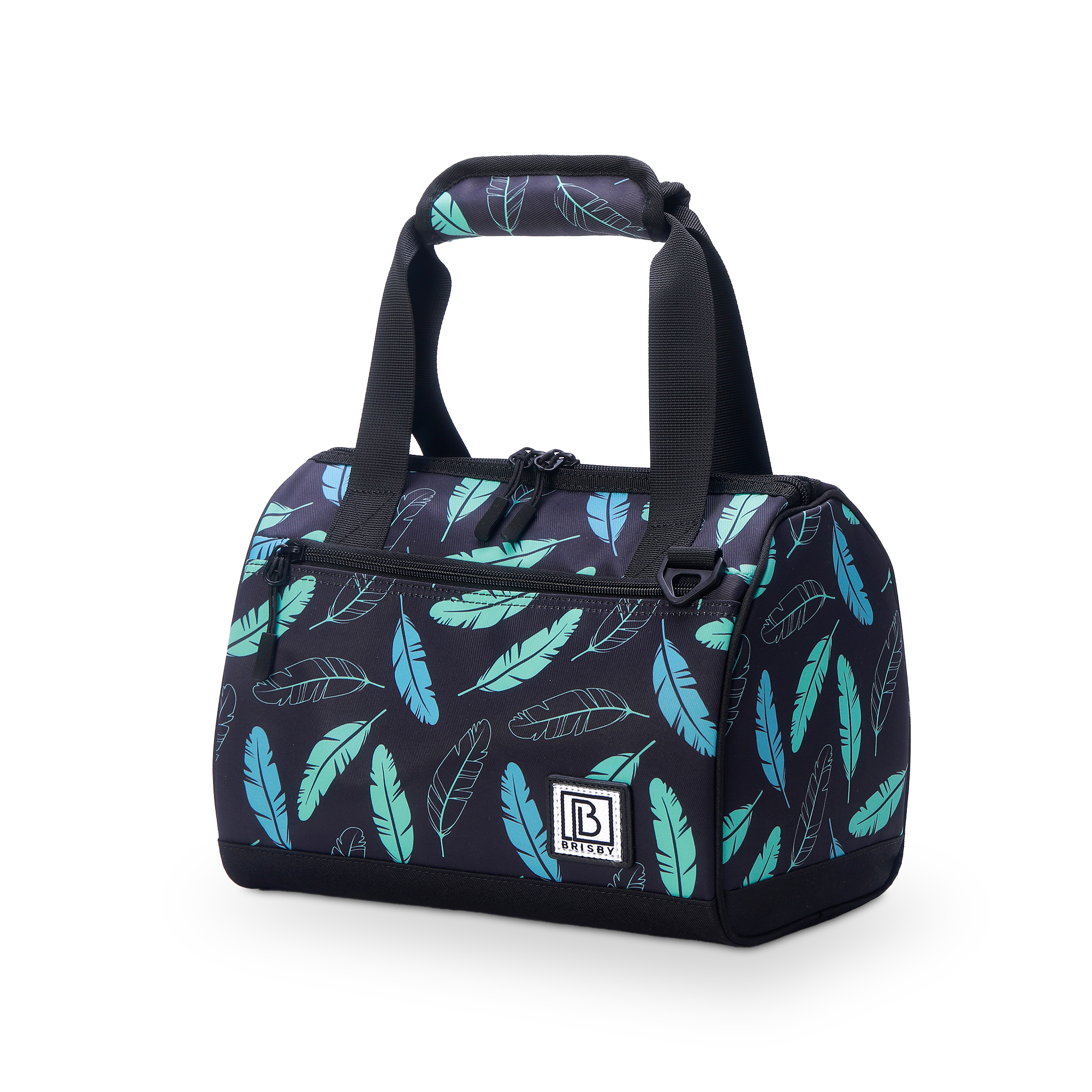 Cooler bag 10L black feathers - Lunch bag - 4-layer insulated - 2 free cooling elements - incl. shoulder strap