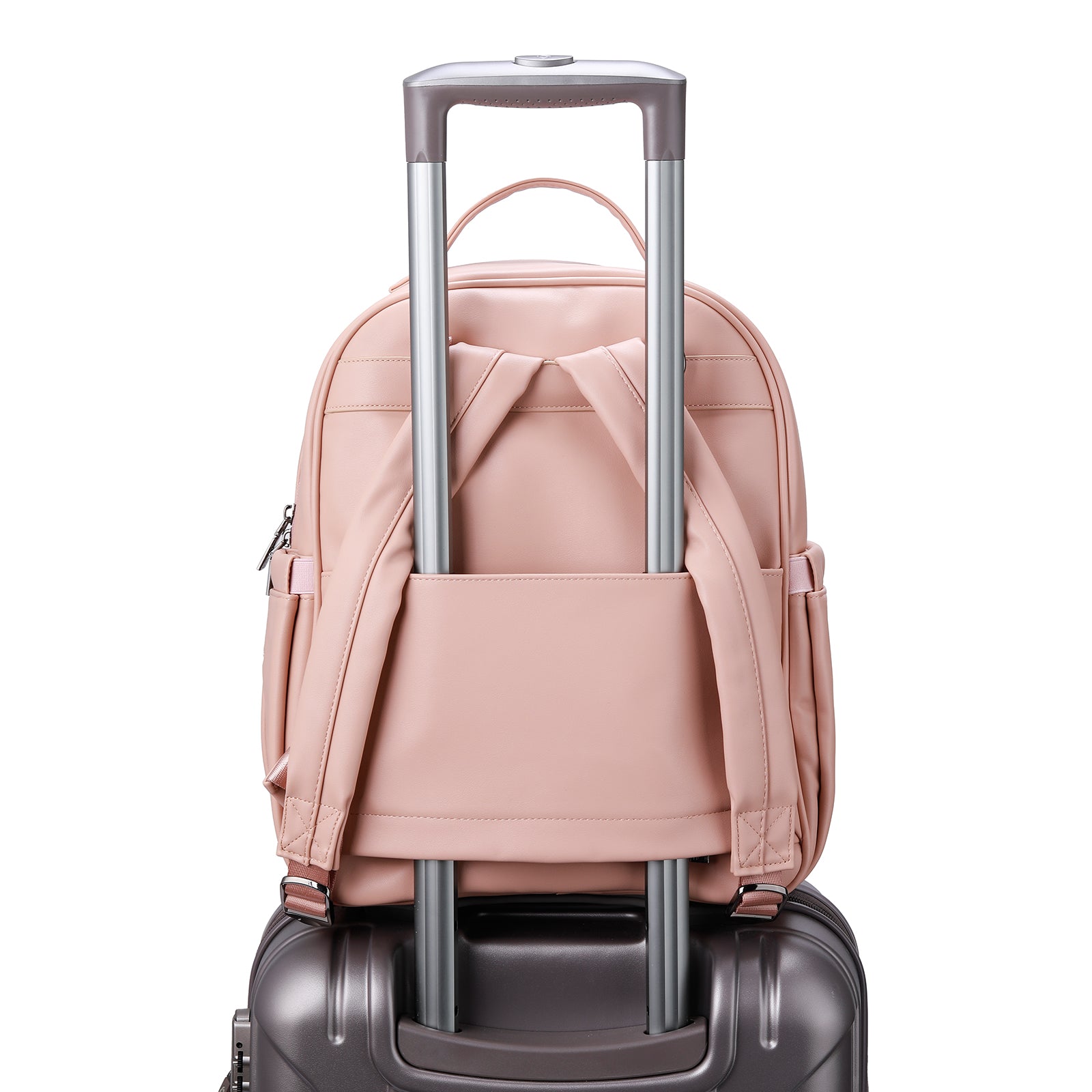 Venezia diaper bag and backpack pink - nursing bag - hard-wearing - incl. buggy/pram hooks, changing mat and cool bag - PU leather