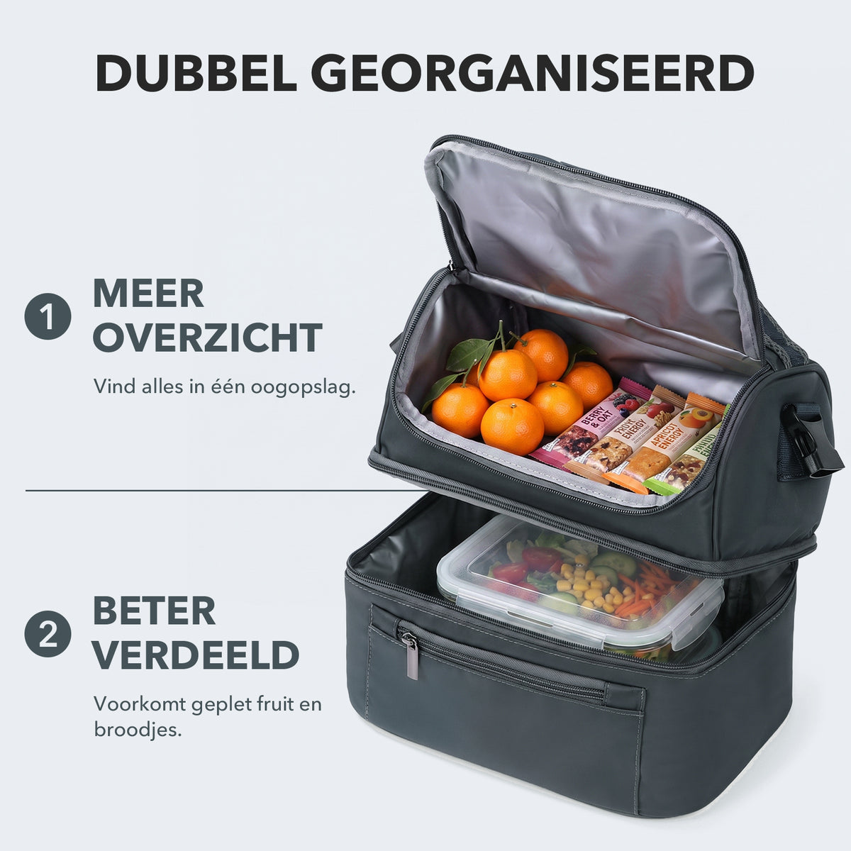 Brisby Koeltas Lunchtas 11 Liter – 4-Laags Geïsoleerd – Inclusief 2 Koelelementen – 2 Compartimenten – Schouderband – Tot 10 Uur Koel - Urban Blue