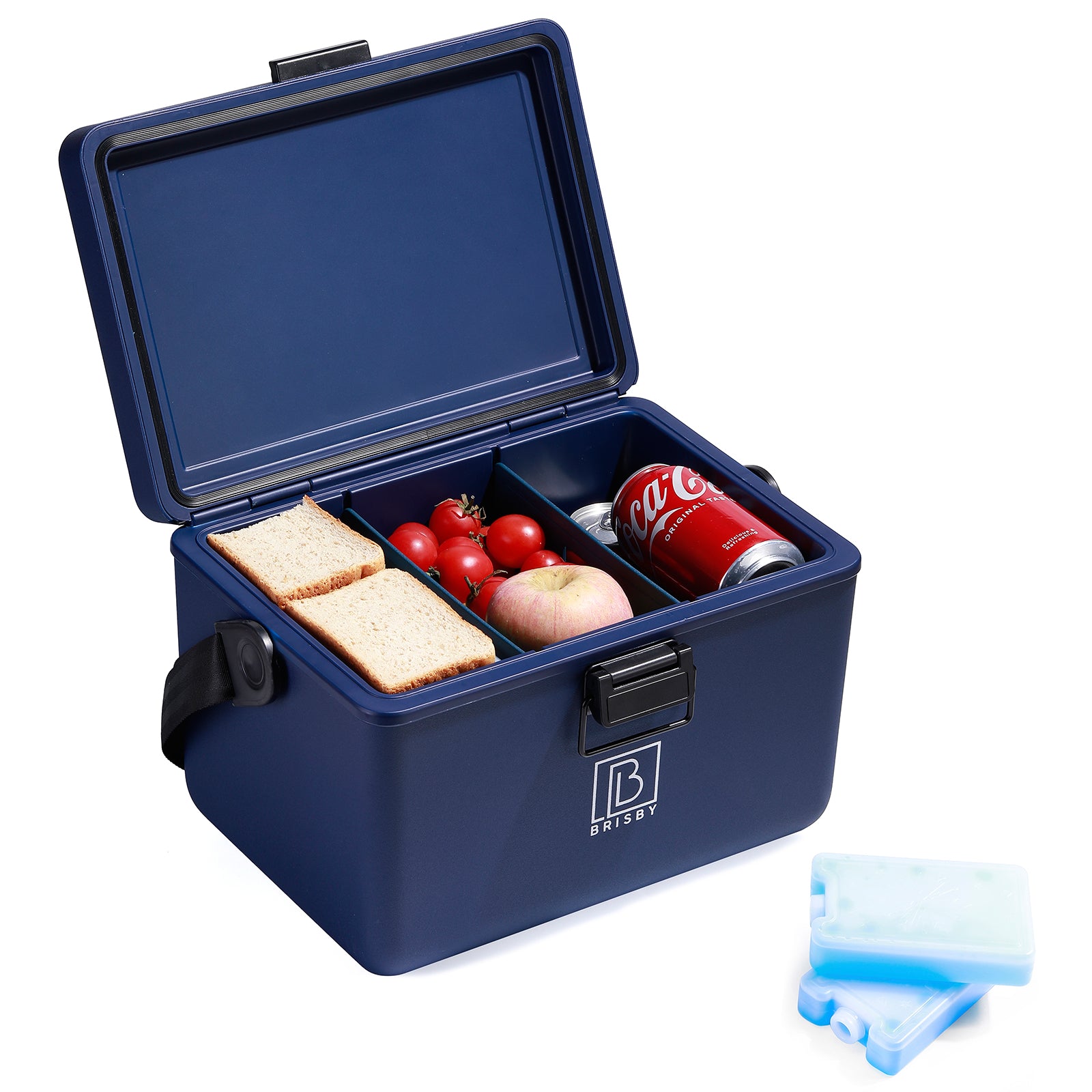 Koelbox 12L met draagband blauw - Dividers - snijplanken - tot maximaal 40 uur isolatie - incl. 2 koelelementen van 200ml