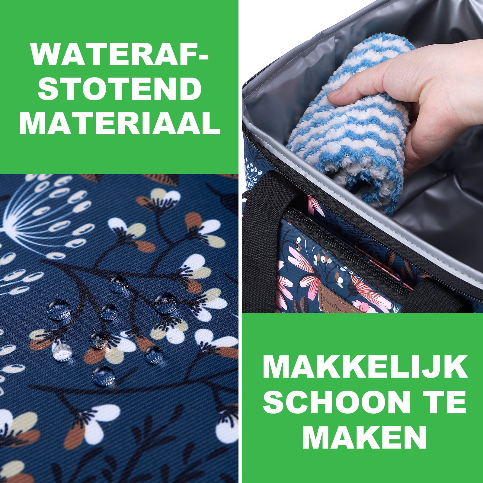 Cooler bag 15L Japanese flower - lunch bag - 4-layer insulated - foldable - incl. 2 free cooling elements and carrying strap