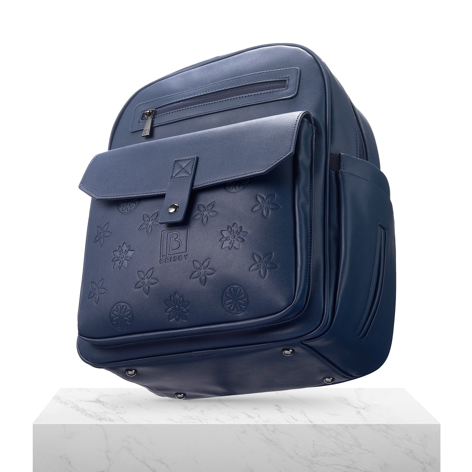 Venezia wear-resistant backpack blue - PU leather - 14 inch laptop compartment - water-repellent