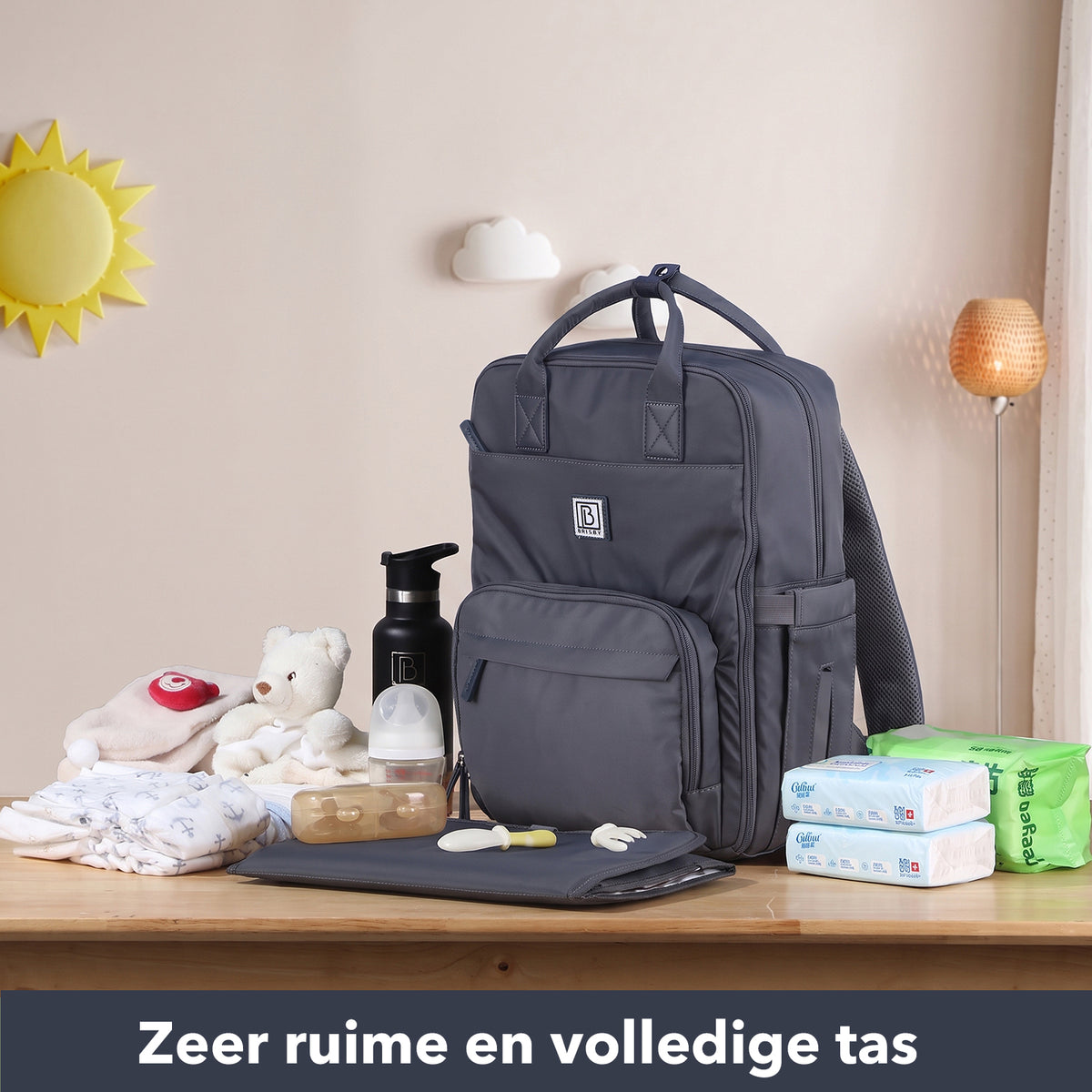 Brisby slijtvaste Luiertas – verzorgingstas – met buggymontage - Urban Blue