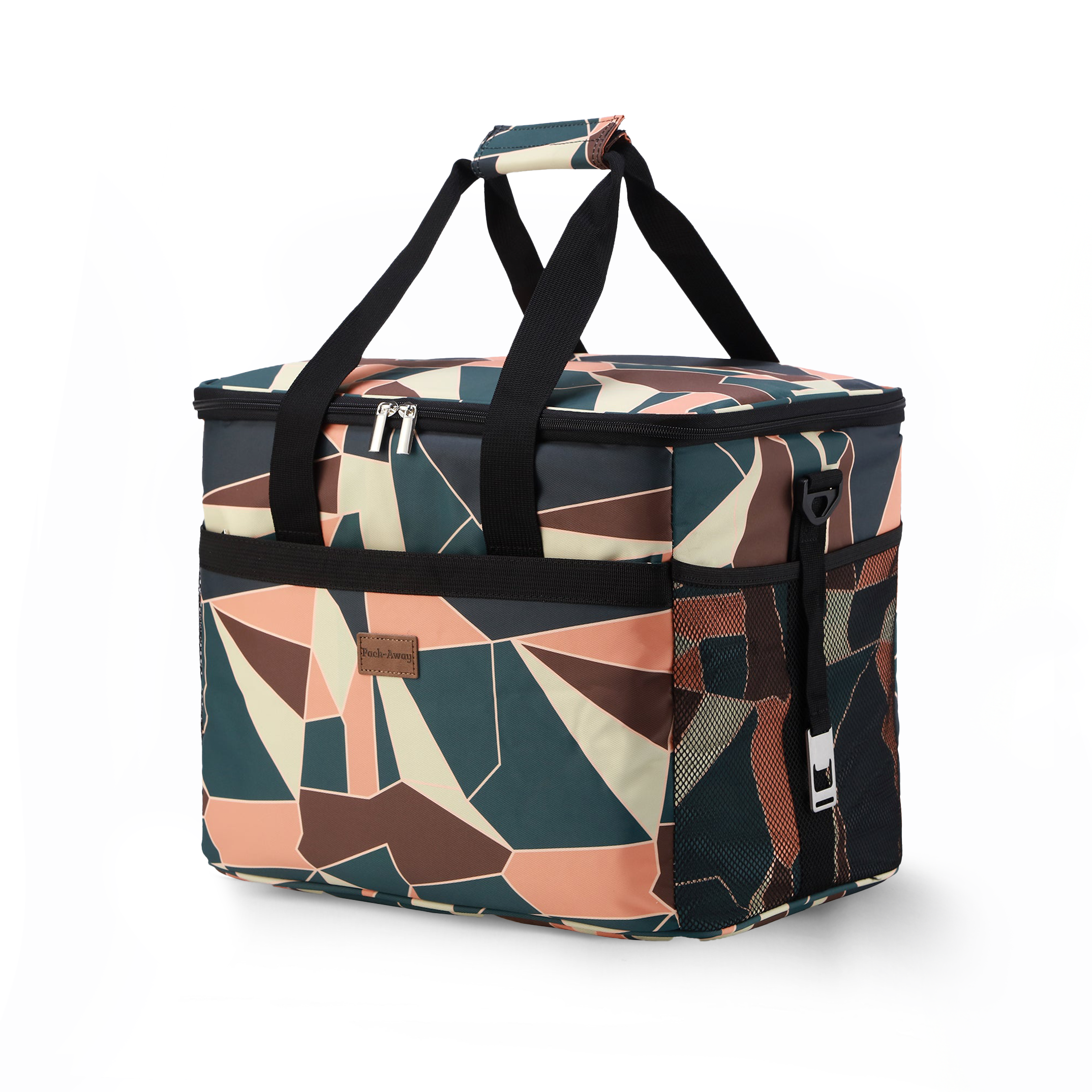 Cooler bag 30L abstract - lunch bag - foldable - 4-layer insulated - incl. 4 free cooling elements and carrying strap