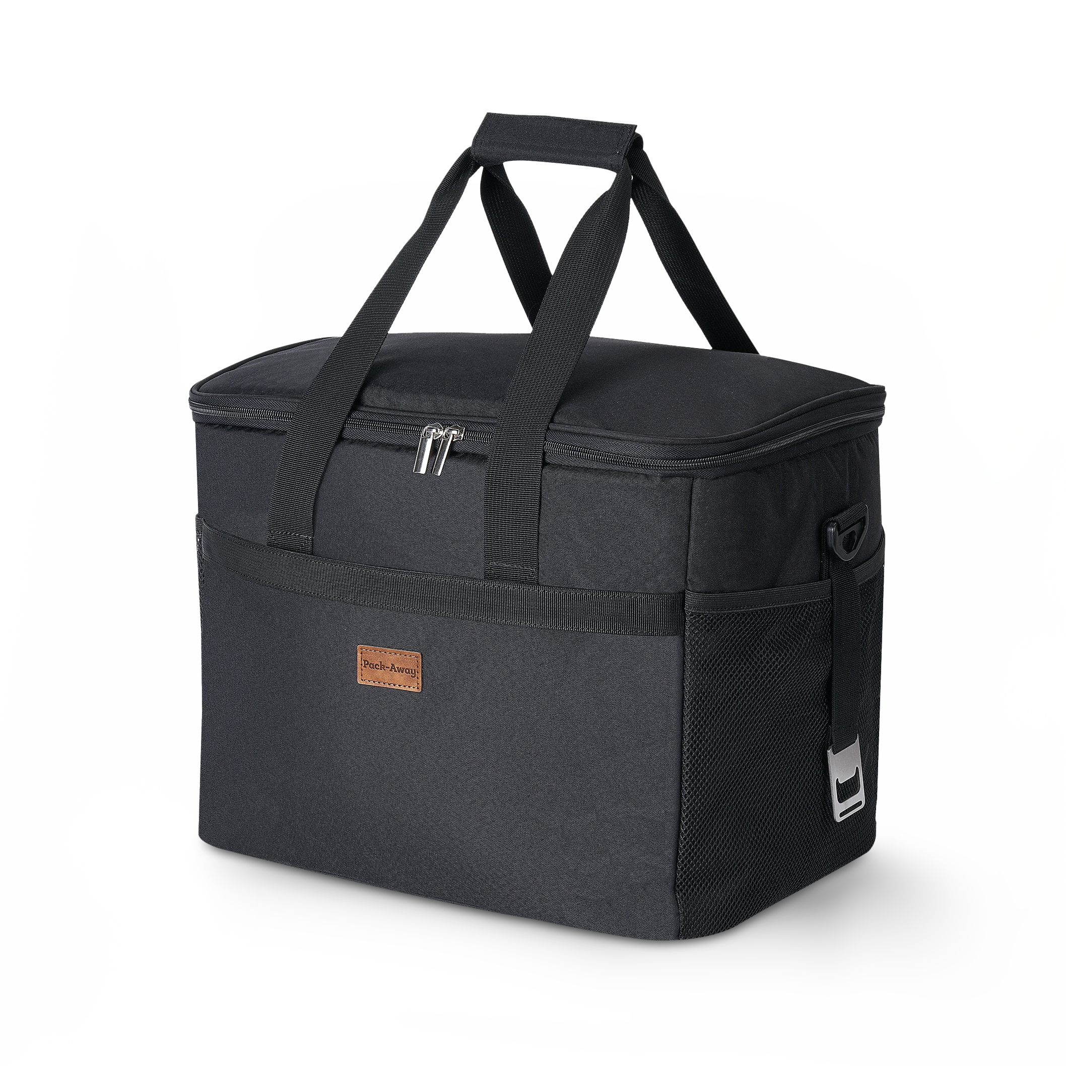 Cooler bag 40L black - lunch bag - foldable - 4-layer insulated - incl. 6 free cooling elements and carrying strap