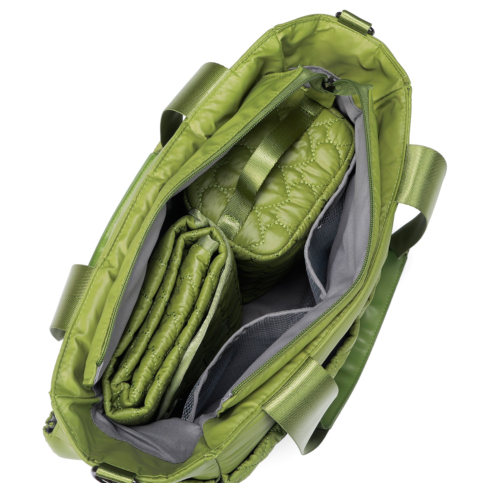 Florence diaper bag 17L green - shoulder bag, care bag - hard-wearing - incl. cool bag, changing mat and stroller hooks - nylon