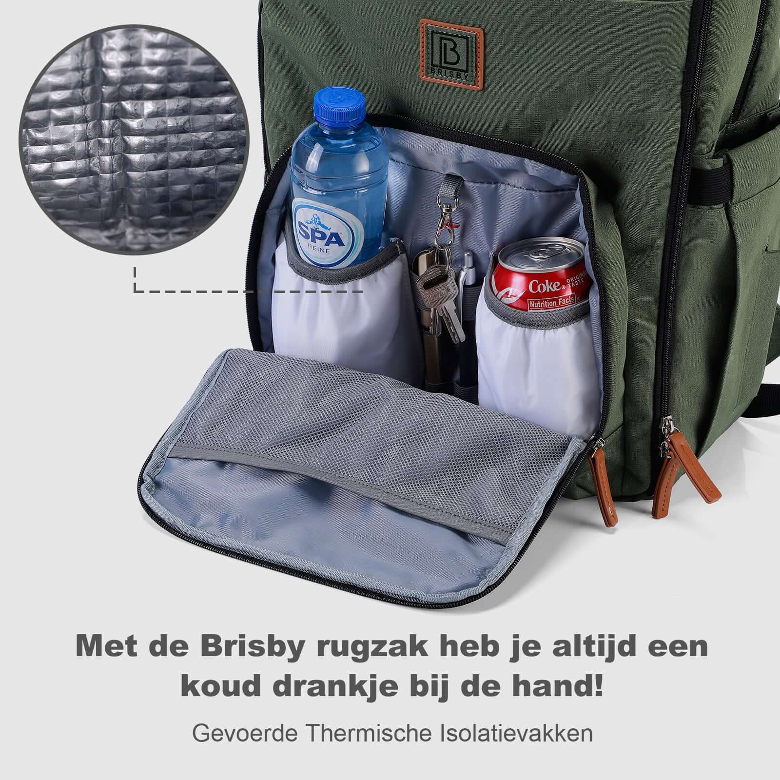 Brisby Rugzak voor Dames & Heren – Comfortabele, Waterafstotende Rugtas met Laptopvak, perfect als Schooltas, Werktas & voor op Reis. Geschikt als handbagage. Levenslange Garantie! - Groen Brisby Rugzak voor Dames & Heren – Comfortabele, Waterafstot