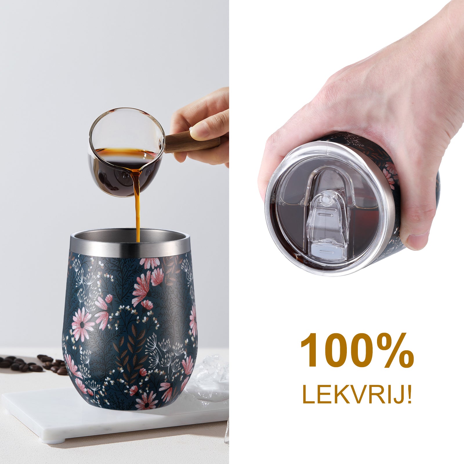 Bardi Thermosbekers 0,3L RVS japanese flower set - incl. deksels - dubbelwandig