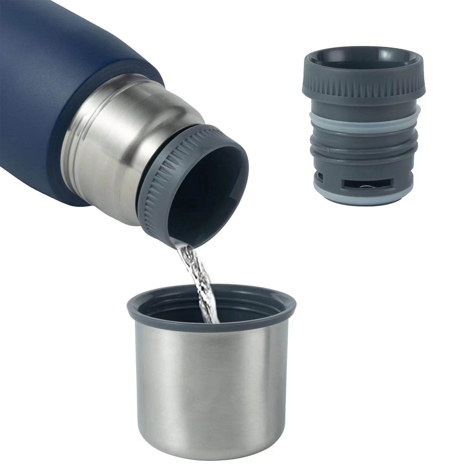 Brisby Stainless Steel Thermos Flask 500ml Blue - Thermos Cup - Thermos Jug - Insulated Flask - BPA Free - 24 Hours Cold - 12 Hours Hot