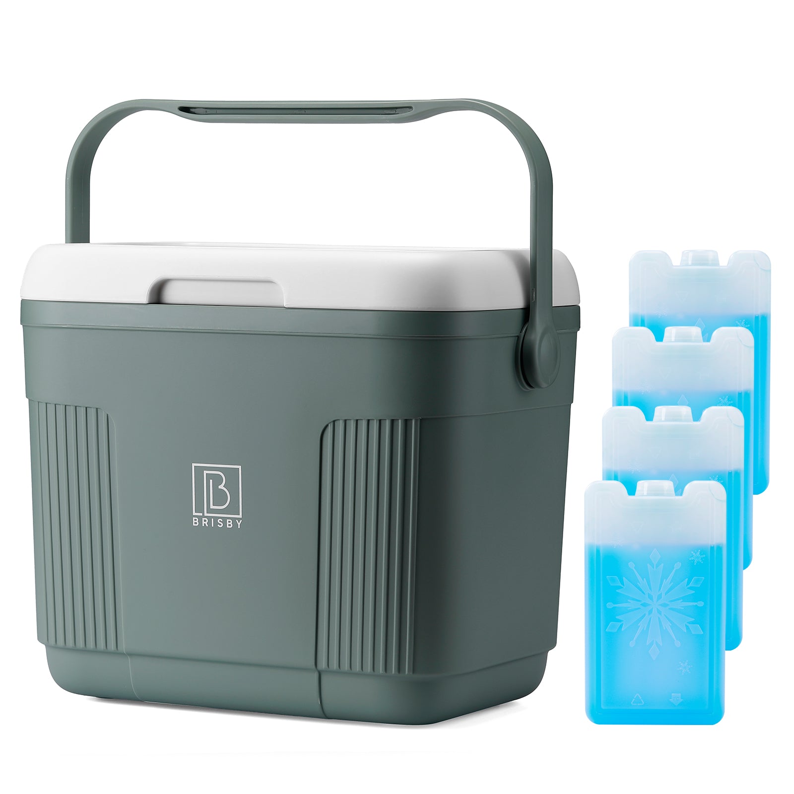 Koelbox 22L groen - Tot maximaal 40 uur isolatie - incl. 4 450ml koelelementen - temperatuur veilige sluiting - koelelementen vergrendeld in deksel