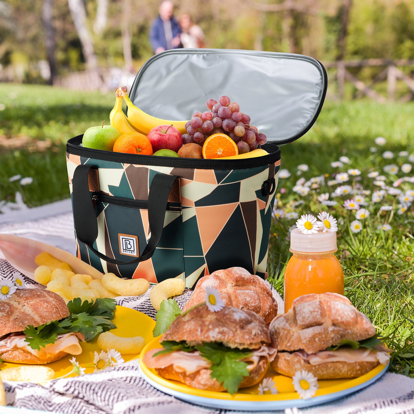 Koeltas 21L abstract colours - GRATIS mealbox - boodschappentas - 4-laags geïsoleerd - incl. 2 gratis koelelementen en schouderband