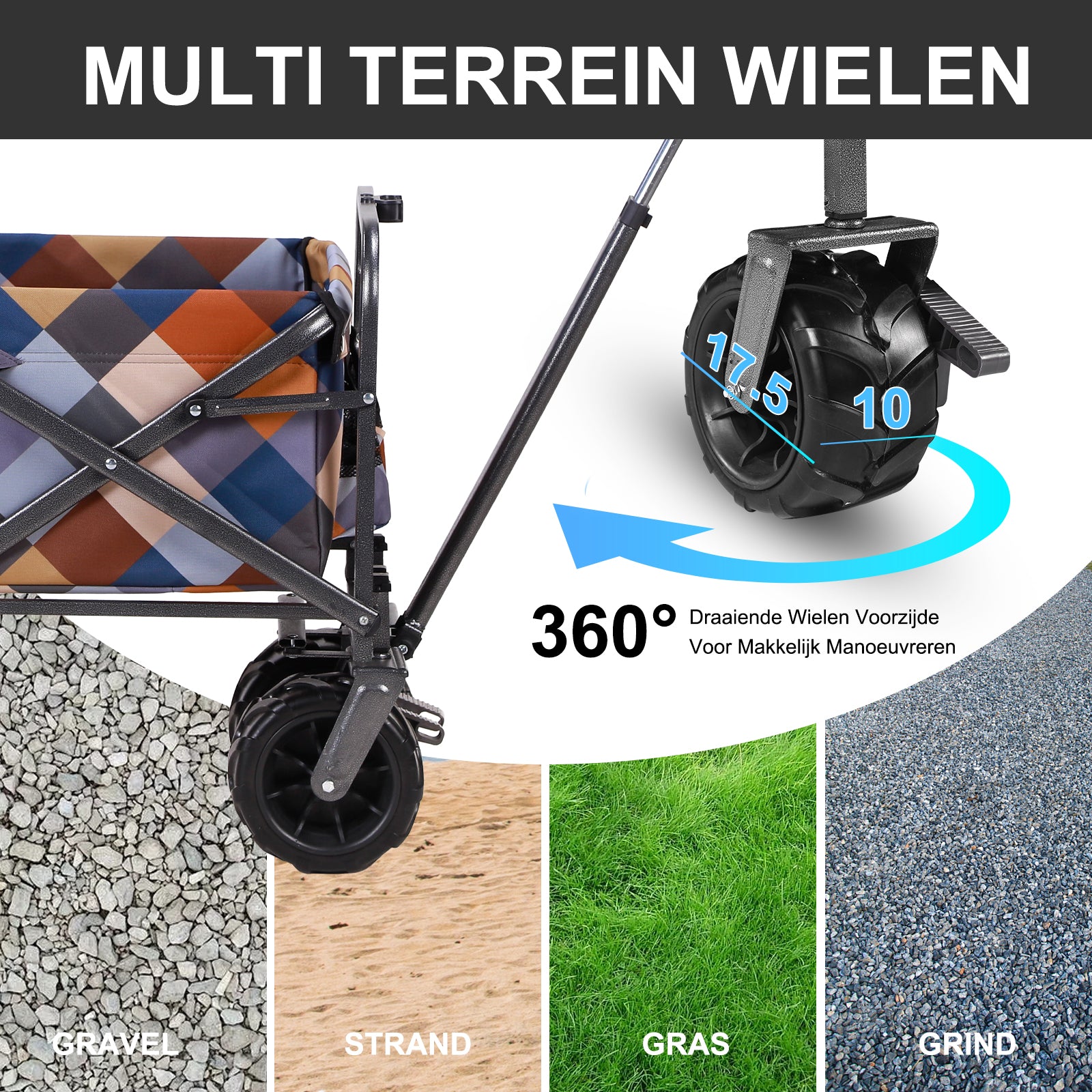 Packaway Bolderkar XL 80kg blok - opvouwbaar - heavy duty - wasbaar