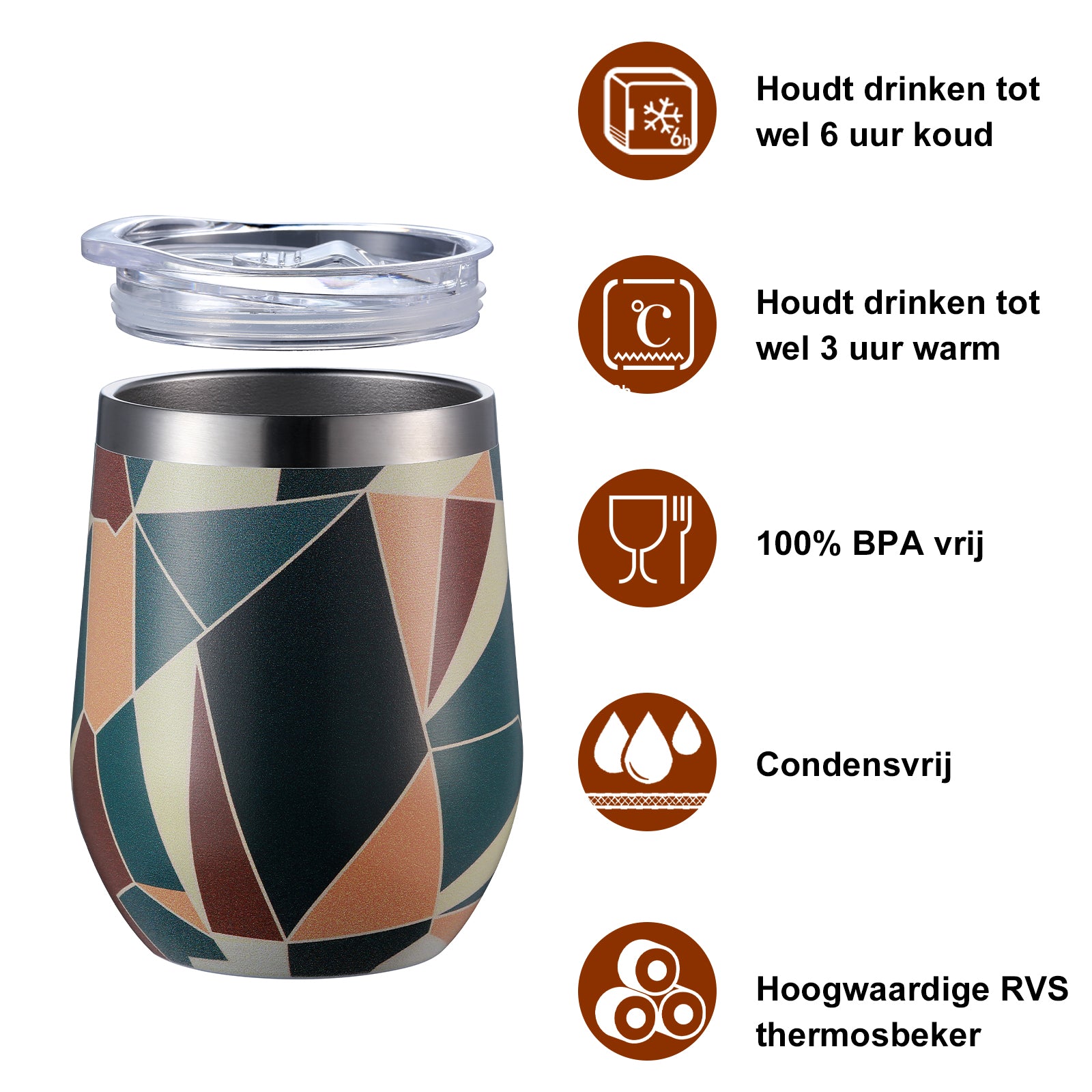 Bardi Thermosbekers 0,3L RVS abstract colours set - incl. deksels - dubbelwandig