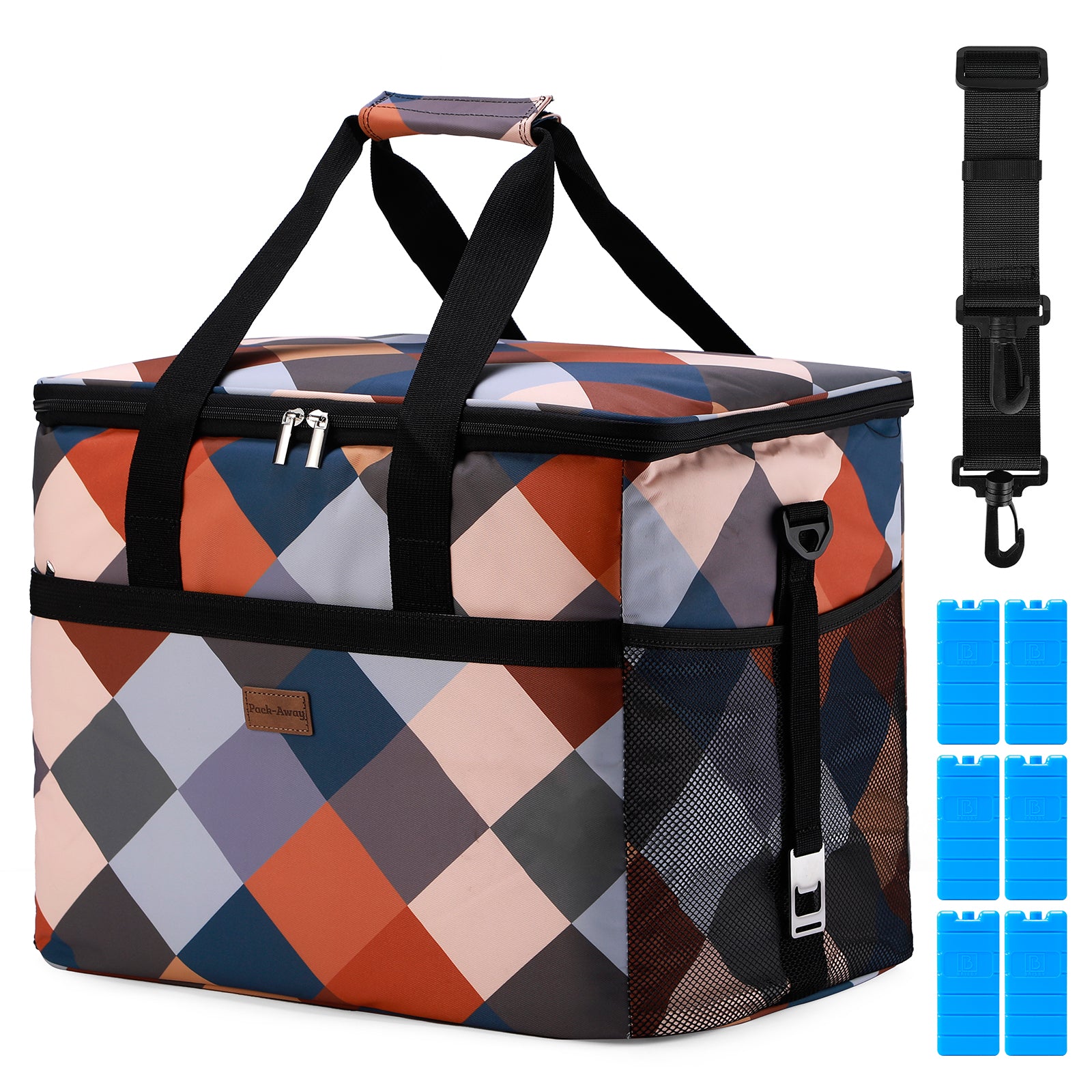 Cooler bag 40L block - lunch bag - foldable - 4-layer insulated - incl. 6 free cooling elements and carrying strap