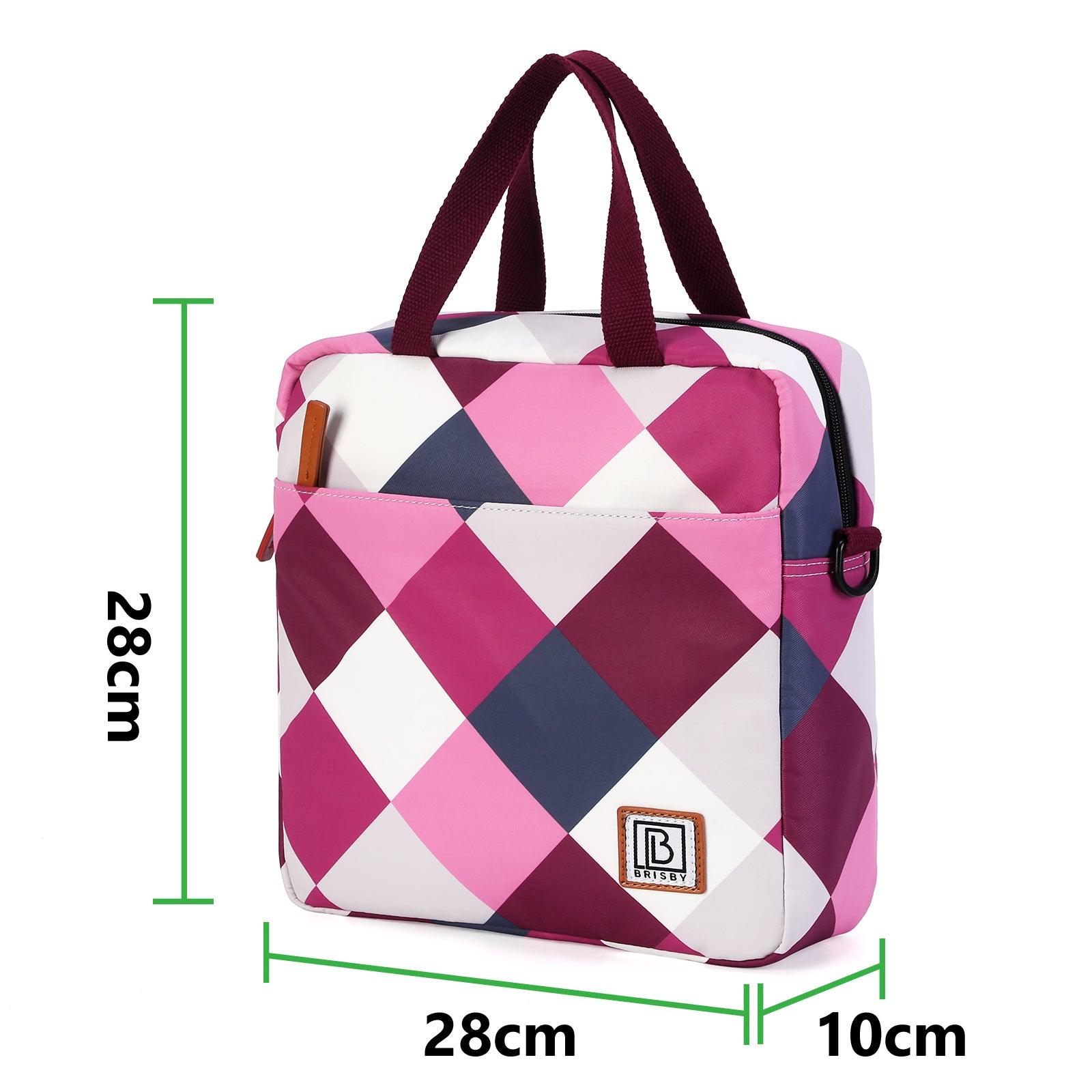 Brisby 4 Layer Insulated Cooler Bag - Lunch Bag 7 Liter - Block Pink