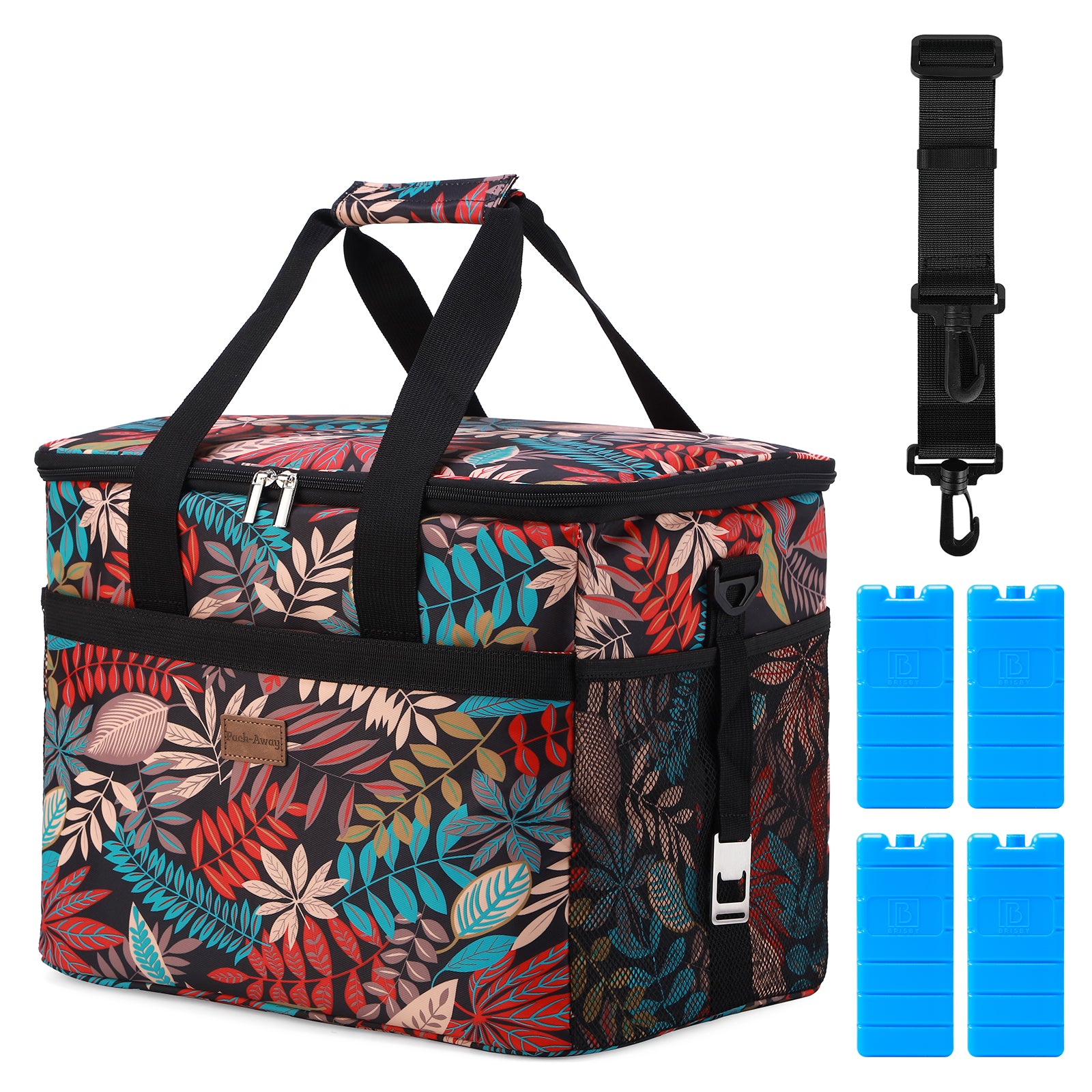 Cooler bag 30L jungle - lunch bag - foldable - 4-layer insulated - incl. 4 free cooling elements and carrying strap