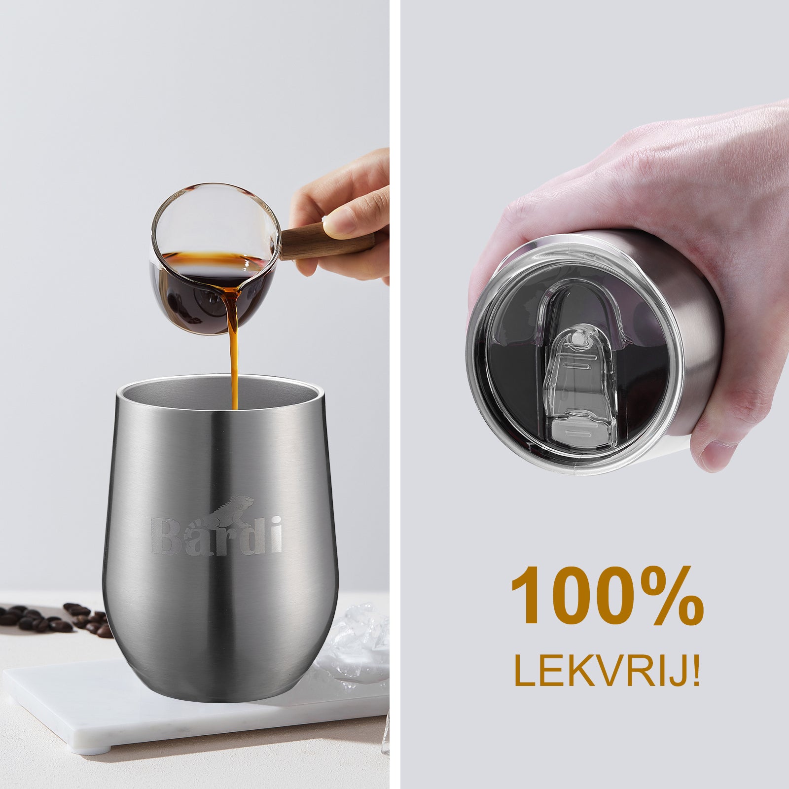 Bardi Thermosbekers 0,3L RVS set - incl. deksels - dubbelwandig