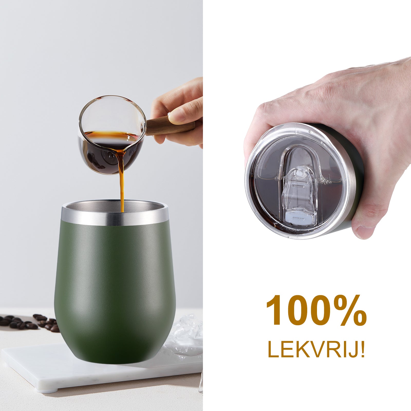 Bardi Thermosbekers 0,3L RVS groen set - incl. deksels - dubbelwandig
