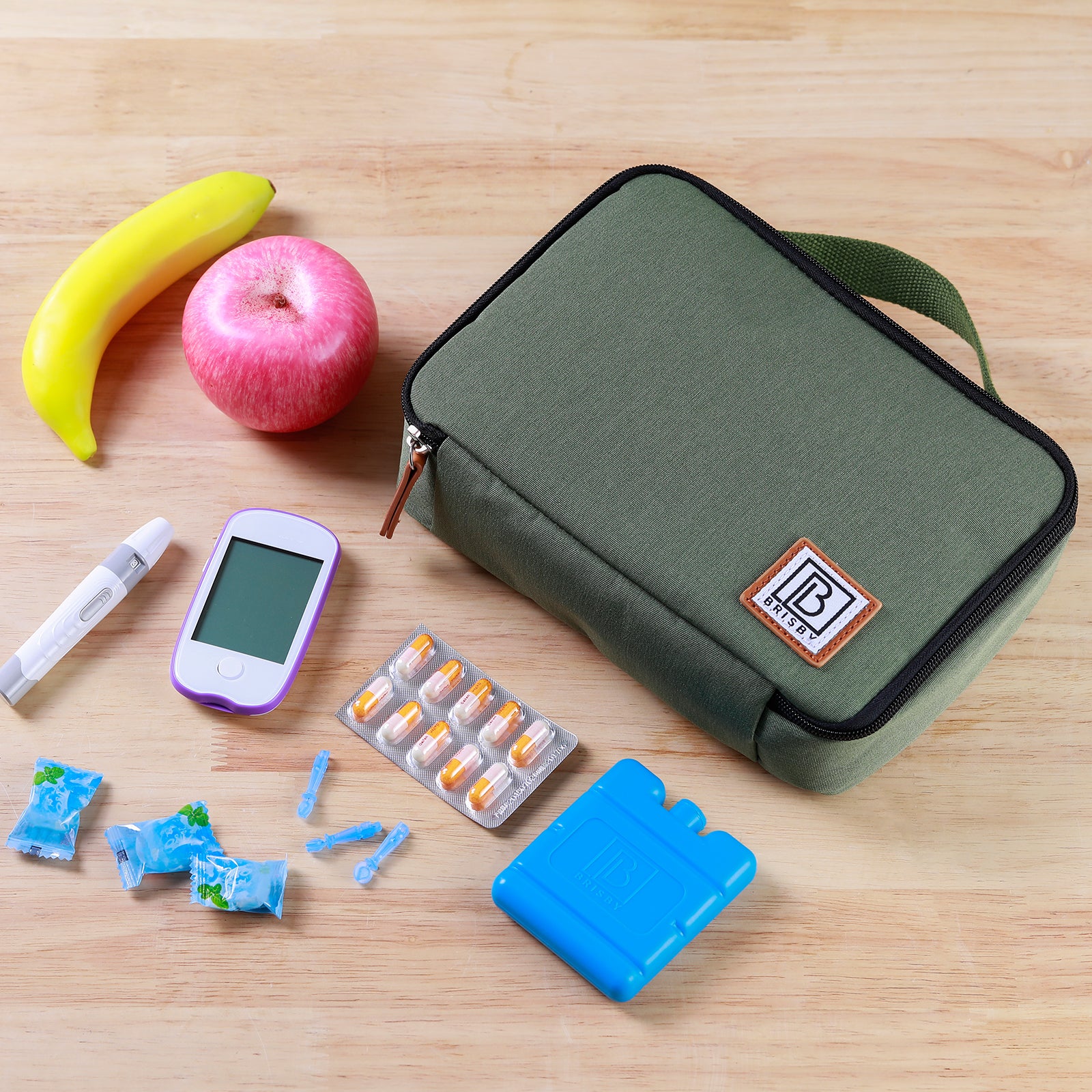 Cooler bag 2.5L green - 4-layer insulated - free cooling element