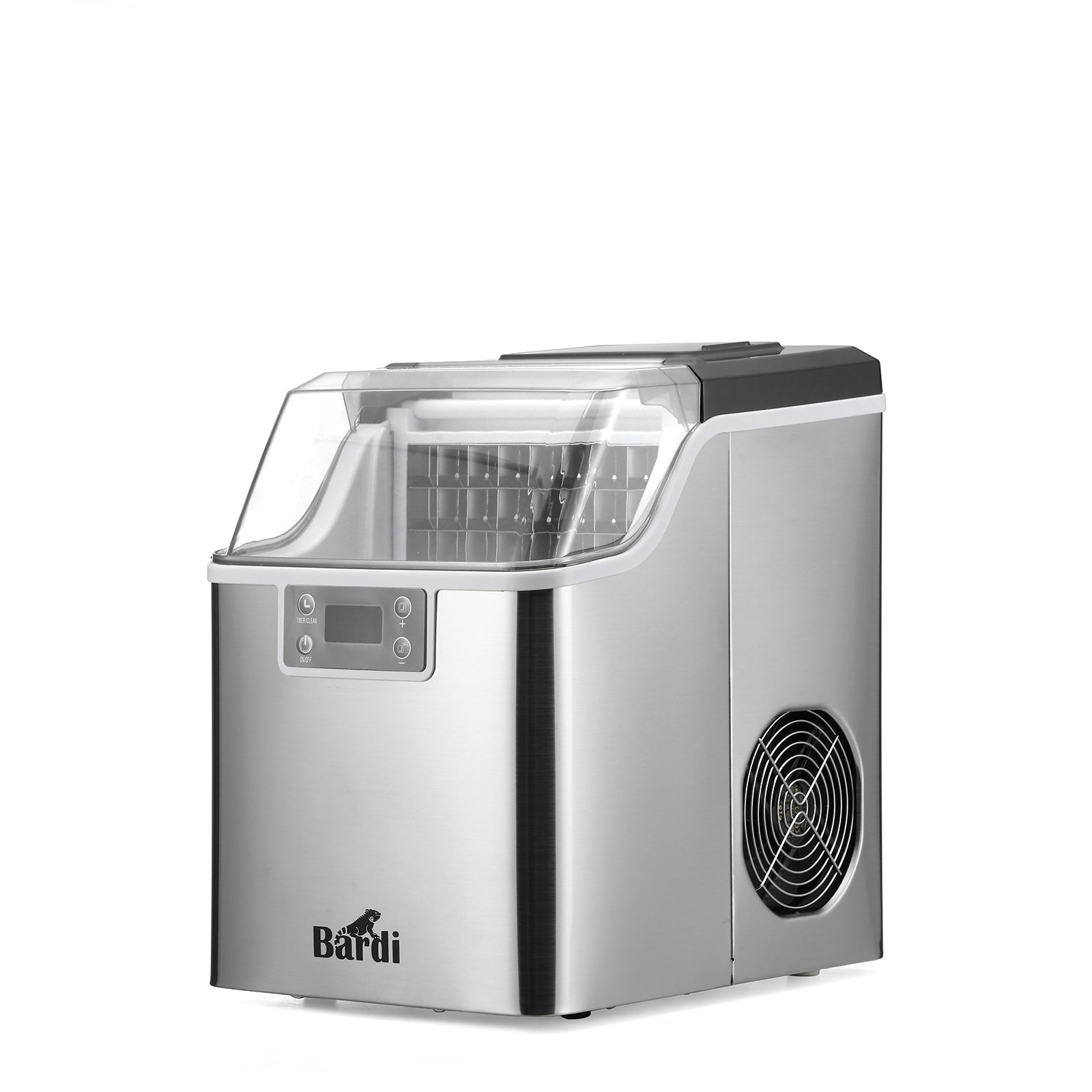 Bardi IJsblokjesmachine 3,2L ijsblokken RVS - 20 kg ijs per 24 uur - incl. thermosbeker