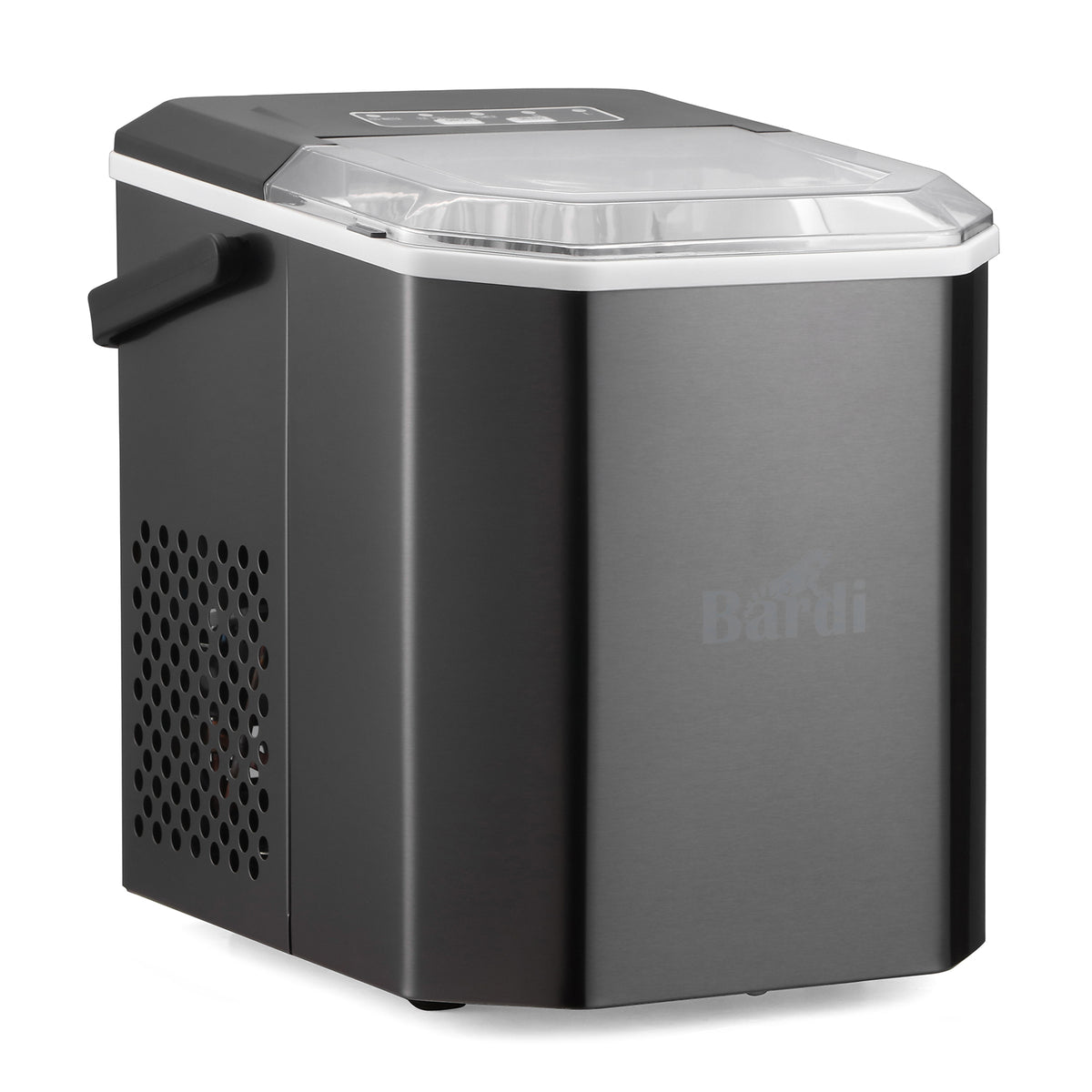 Bardi 1.3L Deluxe IJsblokjesmachine Square – IJsblokmaker Inclusief Luxe Thermosbeker en IJsschep – 9 Blokjes in 8 Minuten – Gunmetal