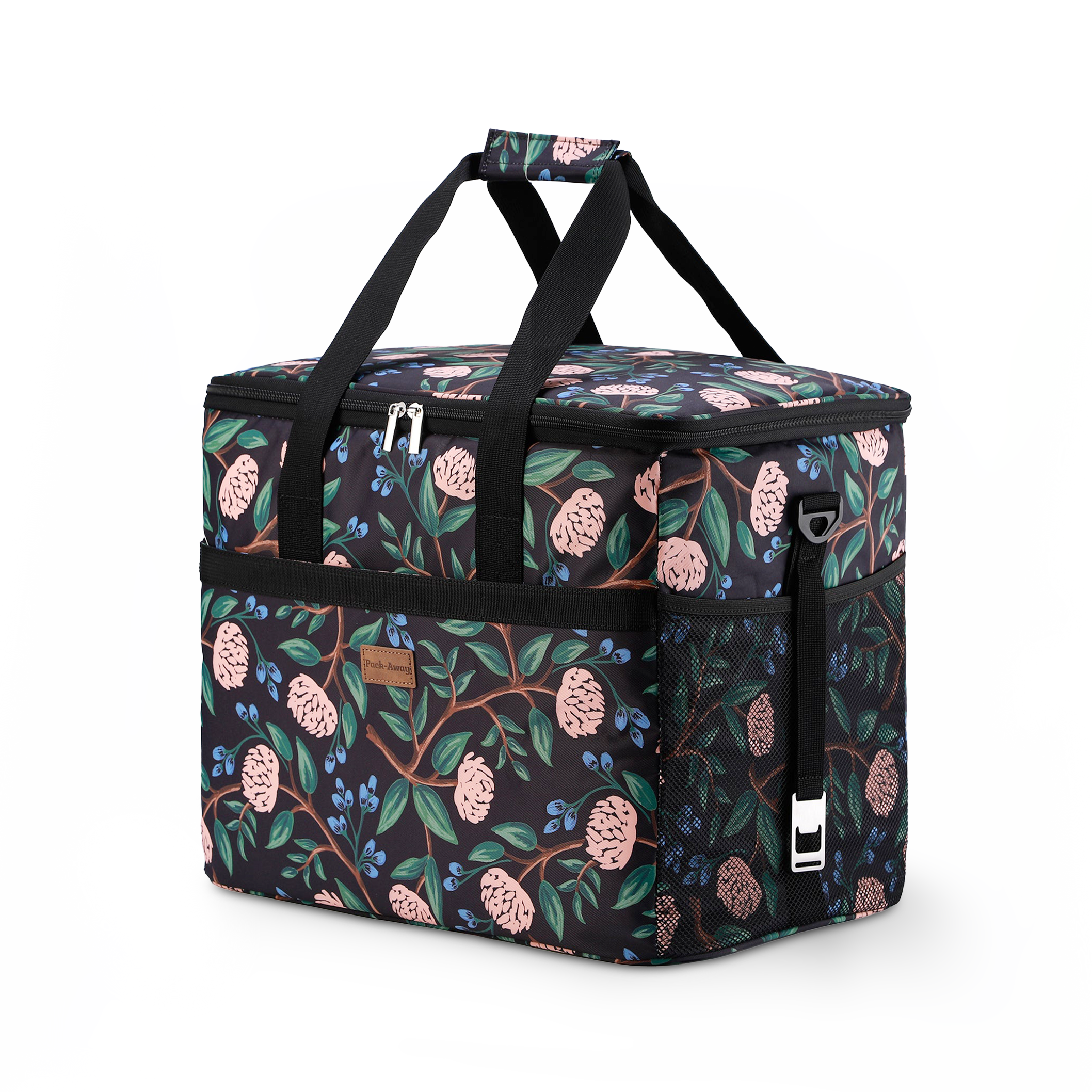 Cooler bag 40L passion flower - lunch bag - foldable - 4-layer insulated - incl. 6 free cooling elements and carrying strap