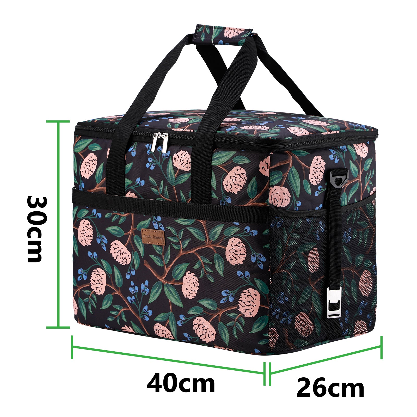Cooler bag 40L passion flower - lunch bag - foldable - 4-layer insulated - incl. 6 free cooling elements and carrying strap