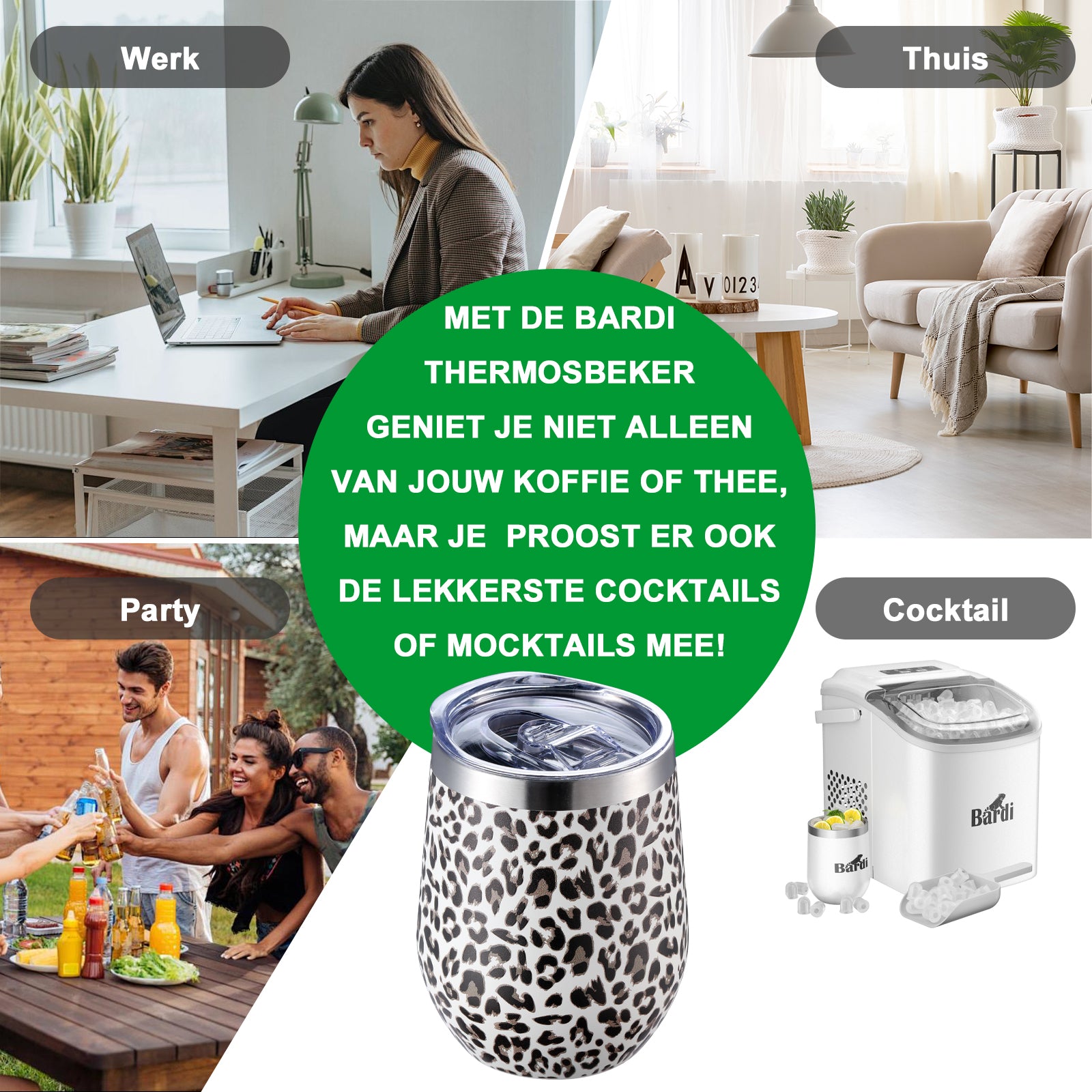 Bardi Thermosbekers 0,3L RVS leo set - incl. deksels - dubbelwandig