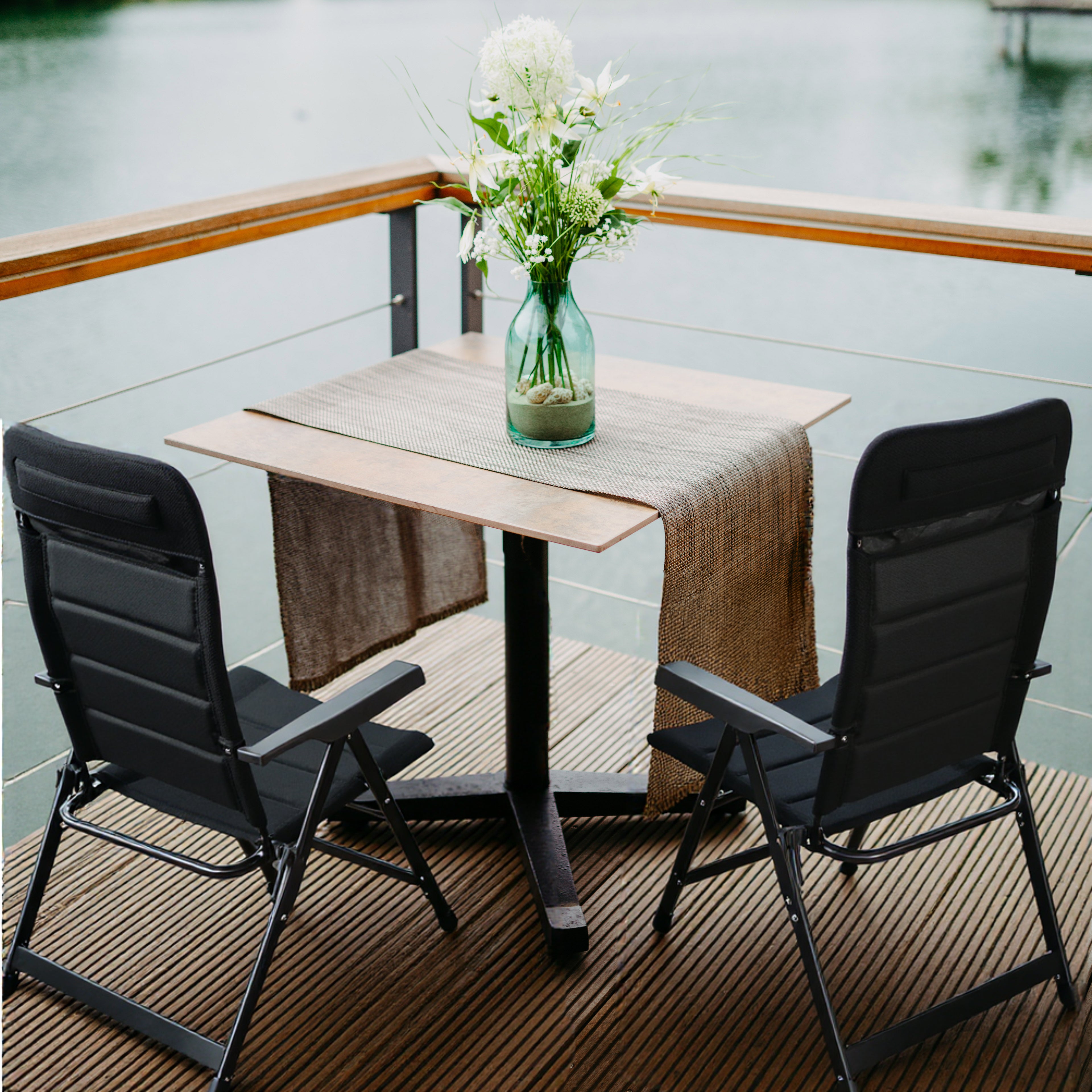 6-delige luxe campingstoelen set - 7 standen - 120 kg draagvermogen - lichtgewicht - zwart