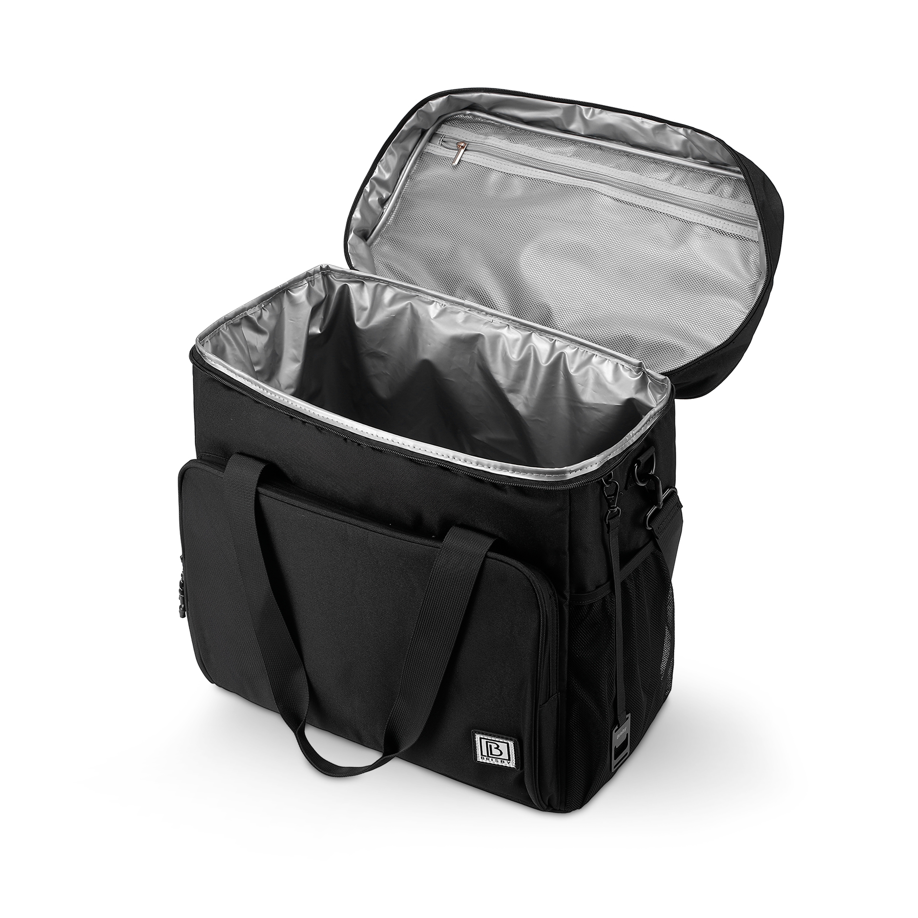 Cooler bag 40L black with gray interior - Lunch bag - 4-layer insulated - 6 free cooling elements - incl. shoulder strap