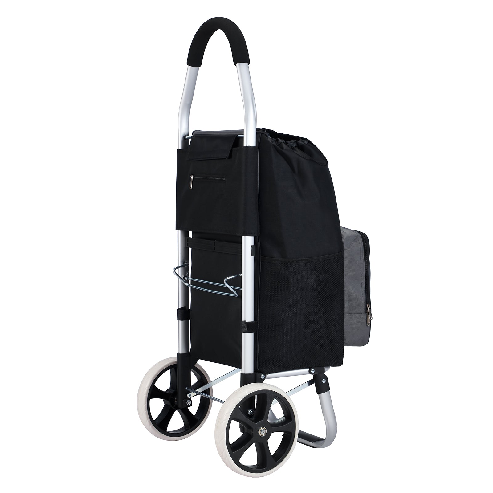 Boodschappentrolley Deluxe 50L met koelvak zwart-grijs - boodschappenwagen - steekwagenfunctie