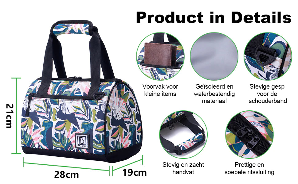 Cooler bag 10L botanic garden - Lunch bag - 4-layer insulated - 2 free cooling elements - incl. shoulder strap