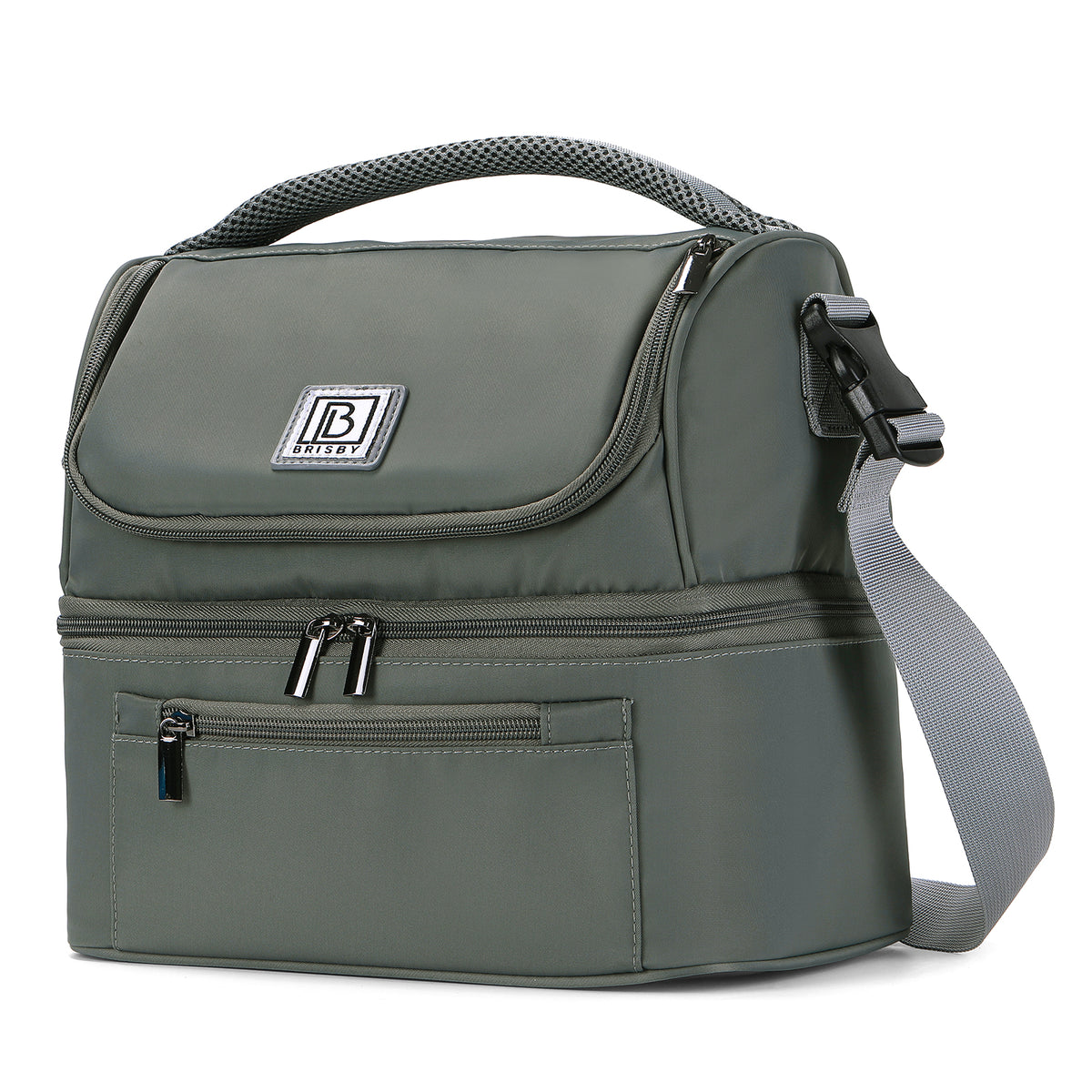 Brisby Koeltas 11 Liter - Lunchtas - Inclusief 2 Koelelementen - Dubbel Compartiment - 4-Laags Geïsoleerd - Waterafstotend - Misty Green
