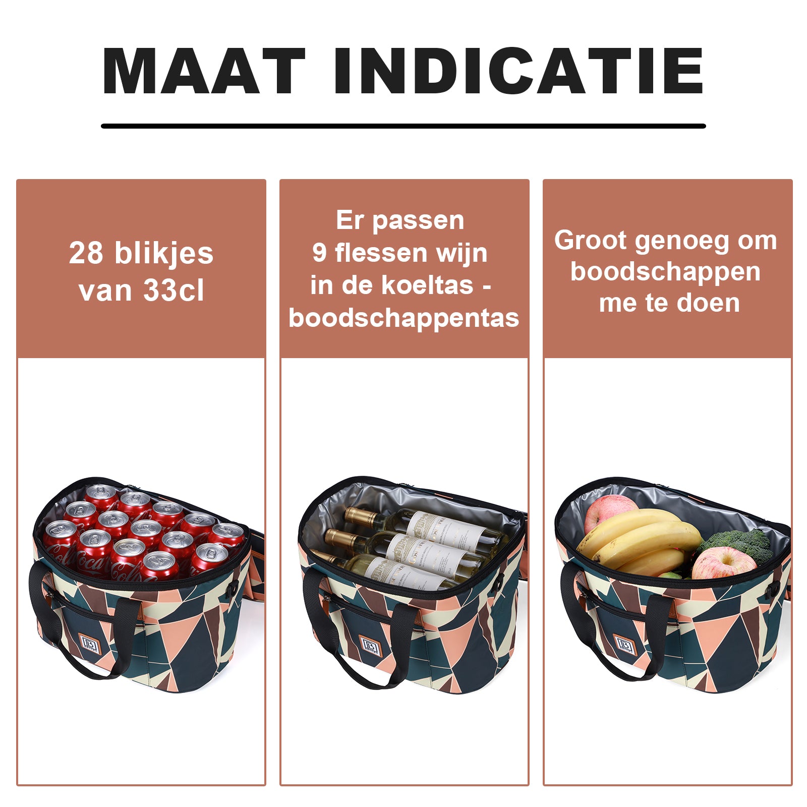 Koeltas 21L abstract colours - GRATIS mealbox - boodschappentas - 4-laags geïsoleerd - incl. 2 gratis koelelementen en schouderband
