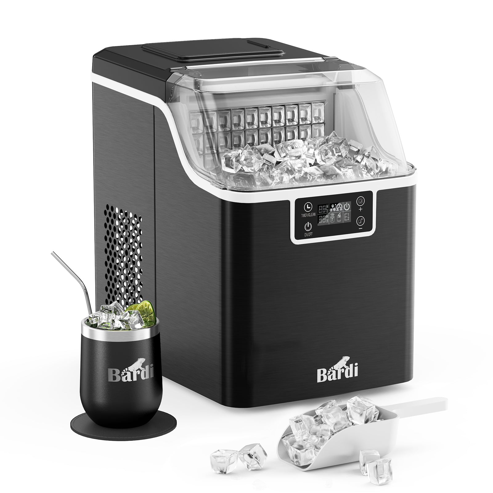 Bardi IJsblokjesmachine 3,2L ijsblokken zwart - 20 kg ijs per 24 uur - incl. thermosbeker