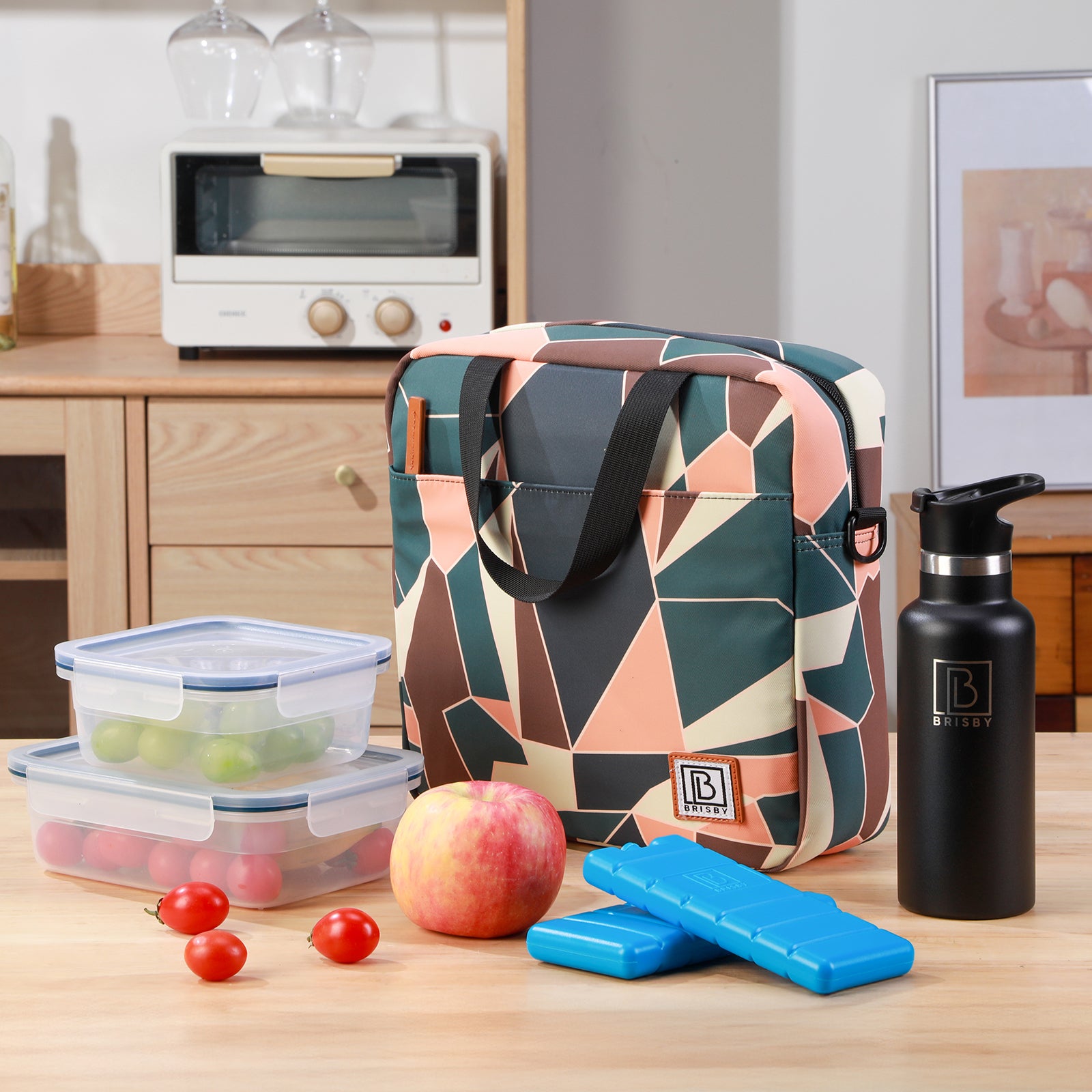 Koeltas 7L abstract colours - Lunchtas - 4-laags geïsoleerd - 2 gratis koelelementen - incl. schouderband
