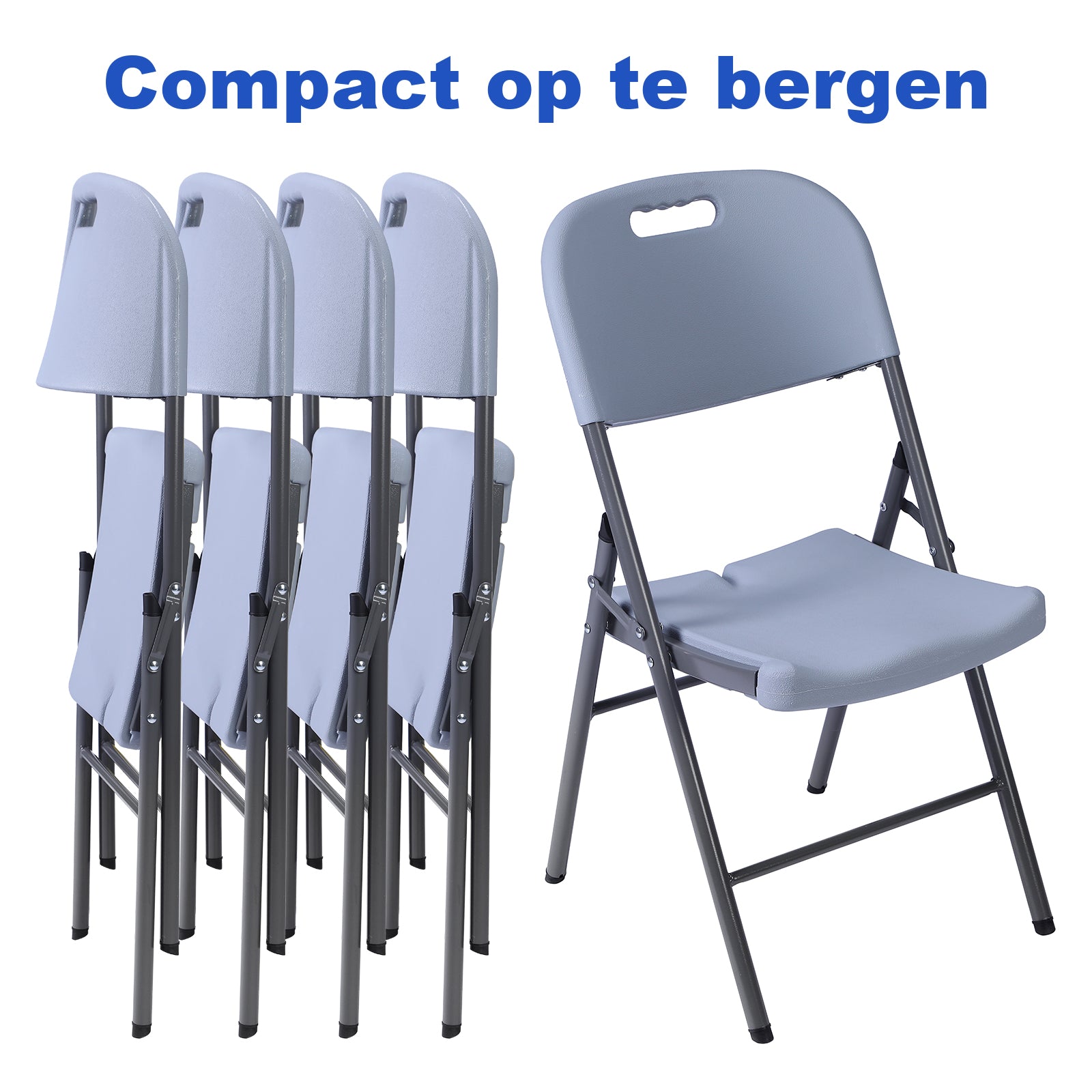 Bardi 4 Delige Klapstoelenset – Vouwstoelenset Zware Kwaliteit, Weersbestending 47 x 54 x 87 cm. – GRIJS