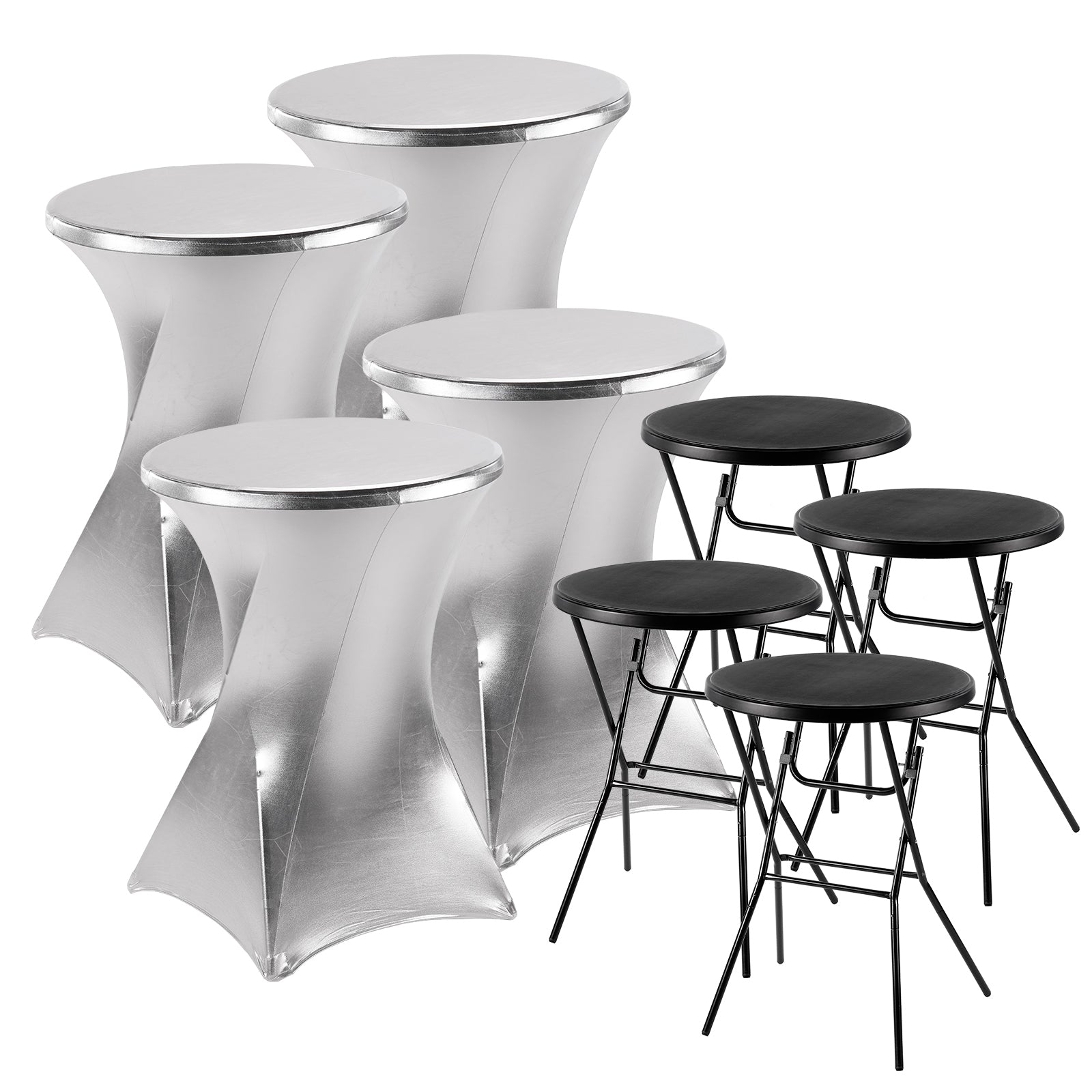 Bardi Stretch Statafelhoes - Statafelrok 4 Stuks - 60 x 75 cm. Zilver