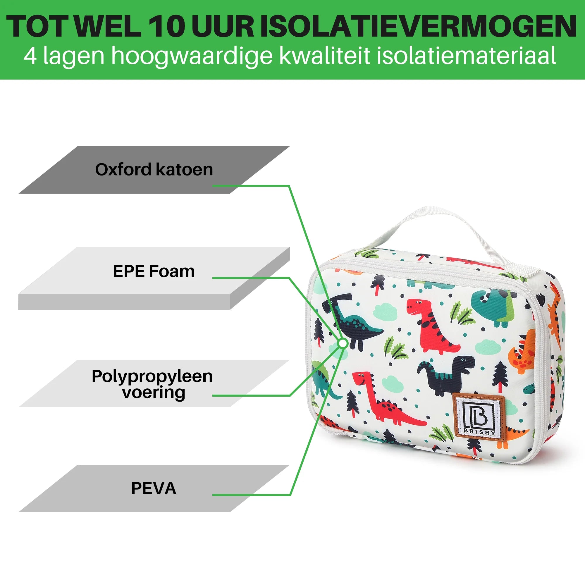 Cooler bag 1.5L dinosaur - 4-layer insulated - free cooling element