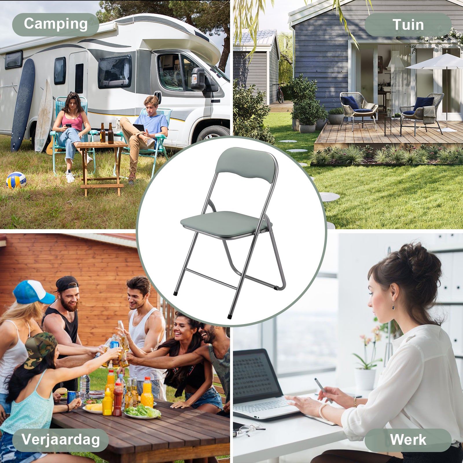 Bardi 2-delige Klapstoelen set PVC groen - 100 kg draagvermogen