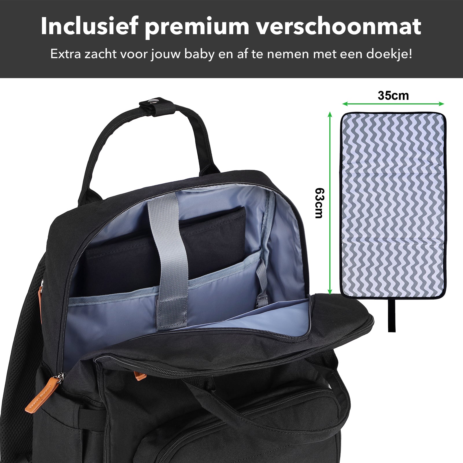 Brisby Luiertas original zwart - incl. buggymontage en verschoningsmat