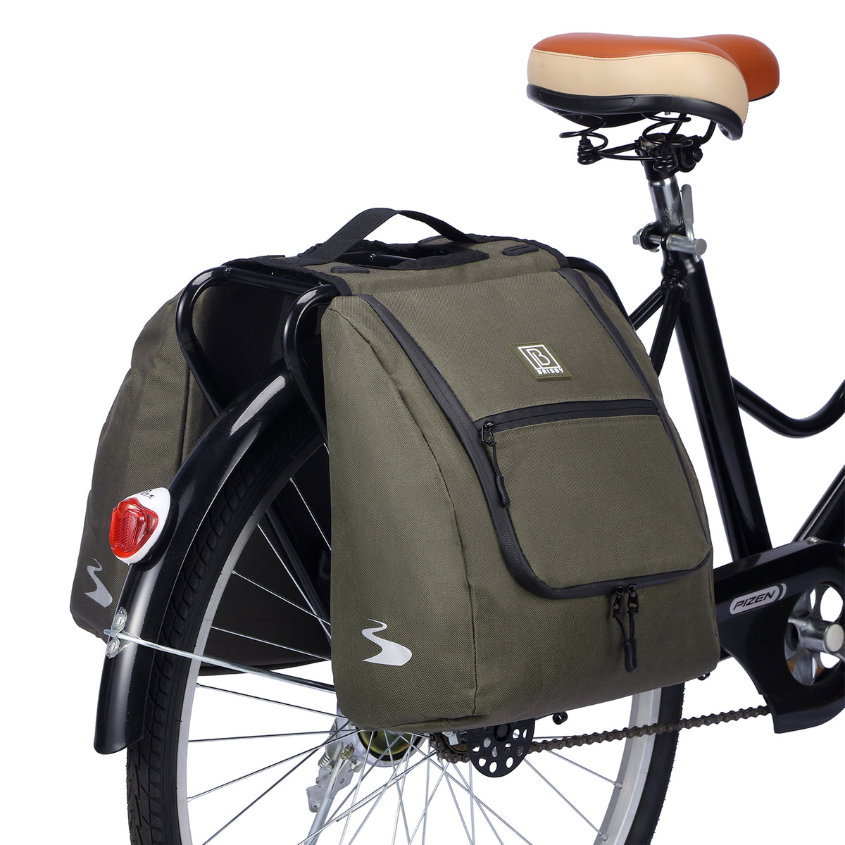 Brisby Dubbele Fietstas 28 Liter – Koeltas en Lunchtas – 4-laags Geïsoleerd – Voor Gewone en Elektrische Fiets – Waterafstotend met Waterdichte Ritsen – Misty Green