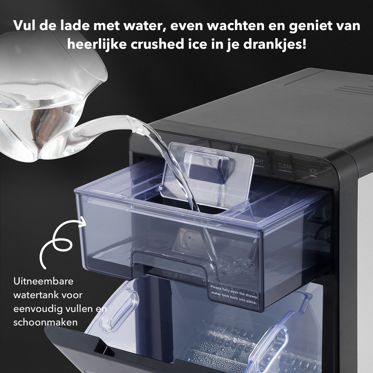 Bardi 1,8L Deluxe Ijsblokjesmachine Zwart - Crushed ICE machine - Nugget IJsblokjesmachine - LED Verlichting - 20Kg/24 uur. inclusief Thermosbeker - RVS/ZWART met citruspers ZWART