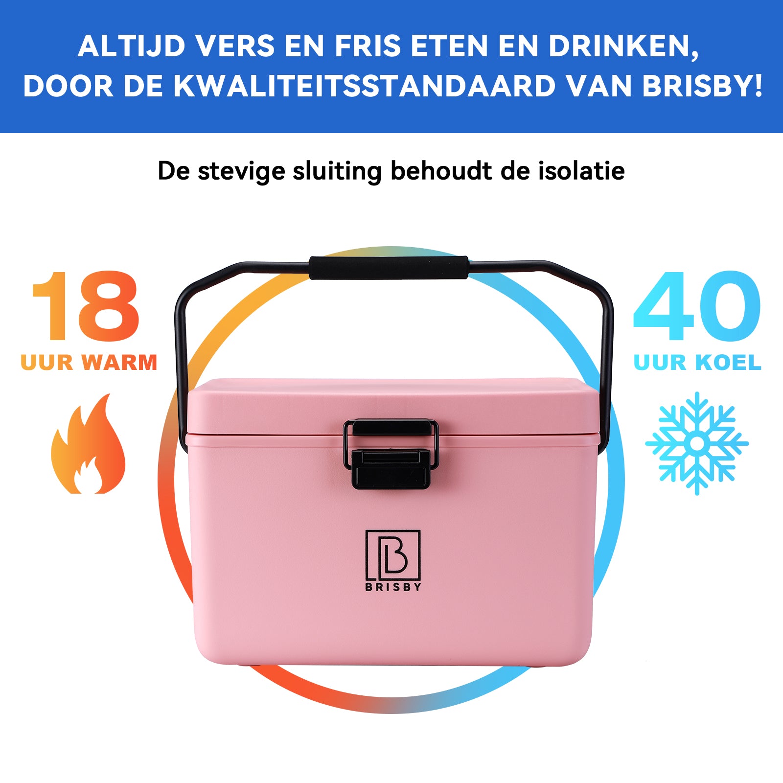 Koelbox 12L met handvat roze - Dividers - snijplanken - tot maximaal 40 uur isolatie - incl. 2 koelelementen van 200ml