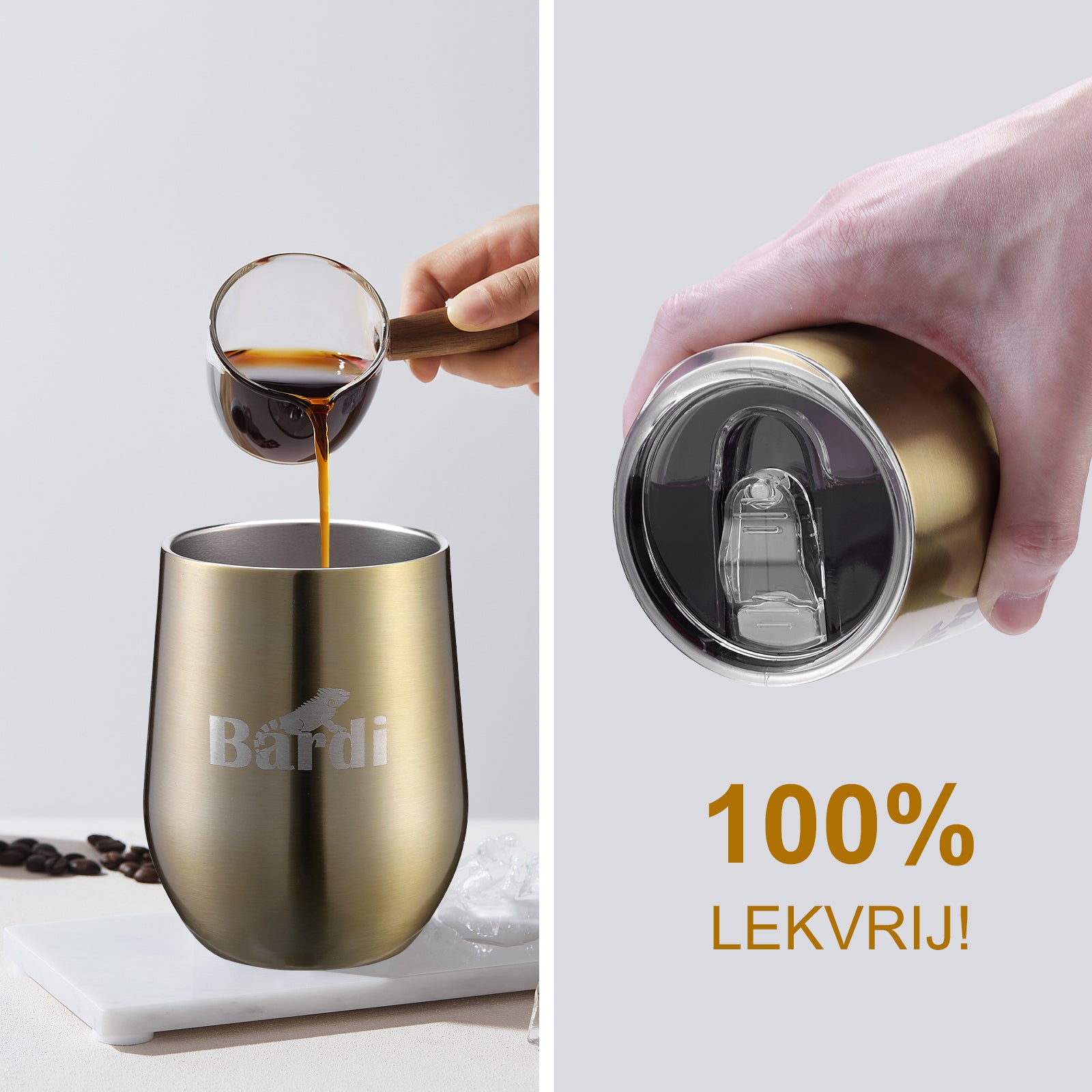 Bardi Thermosbekers 0,3L RVS goud set - incl. deksels - dubbelwandig