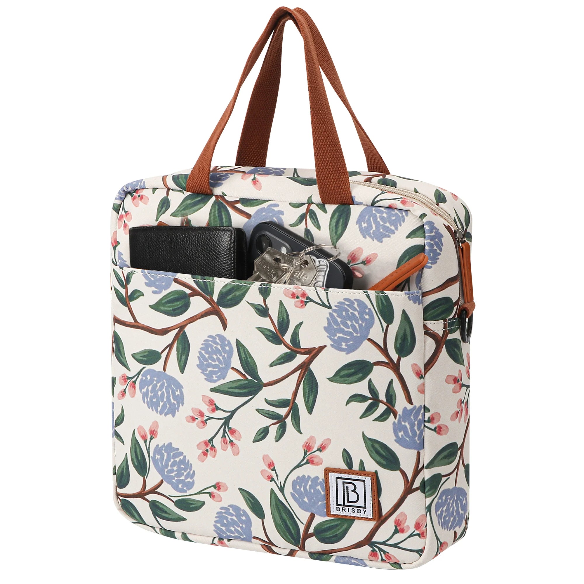 Cooler bag 7L black flowers - Lunch bag - 4-layer insulated - 2 free cooling elements - incl. shoulder strap